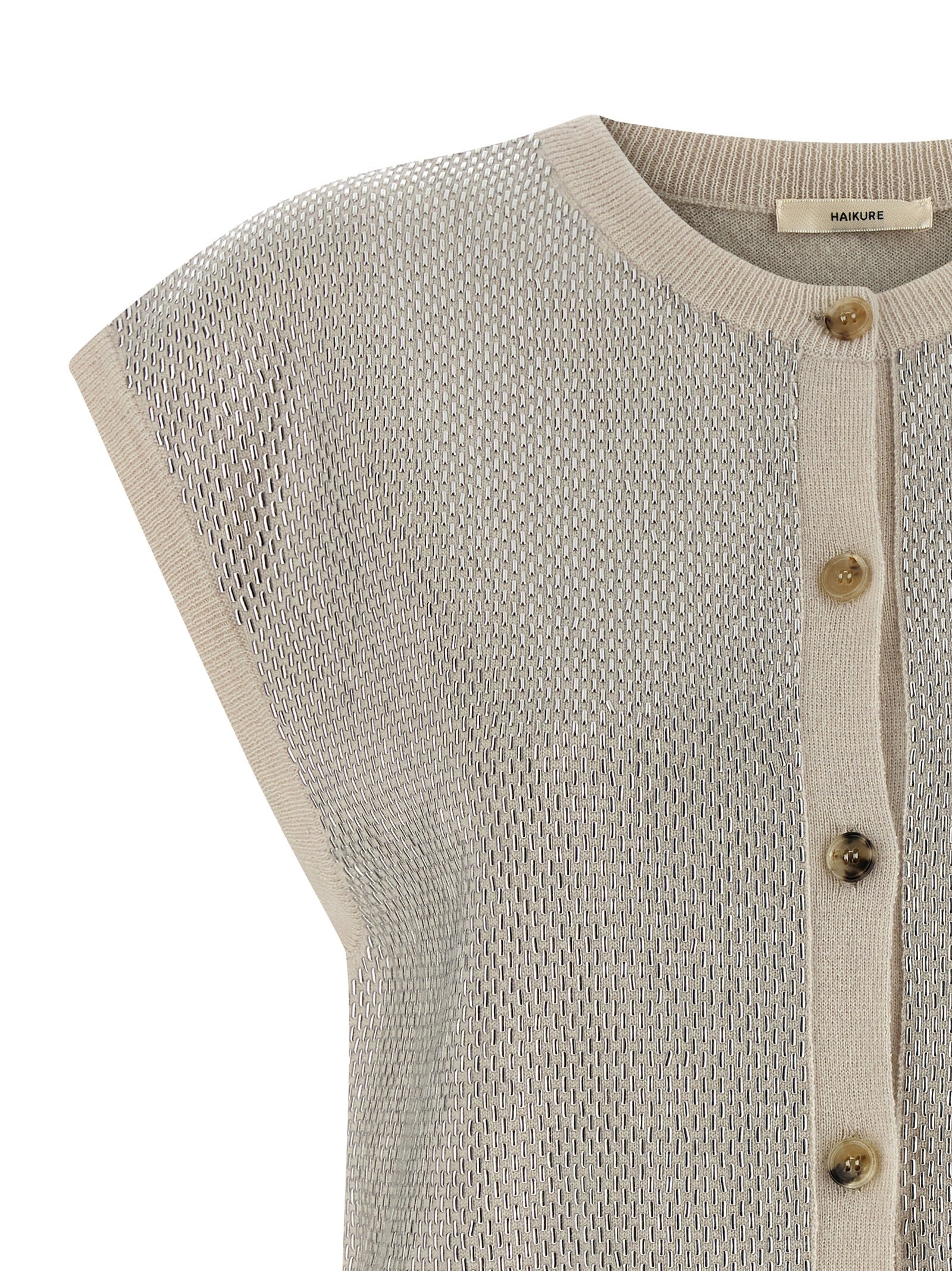 Haikure Beige Virgin Wool Sleeveless Women's Jacket