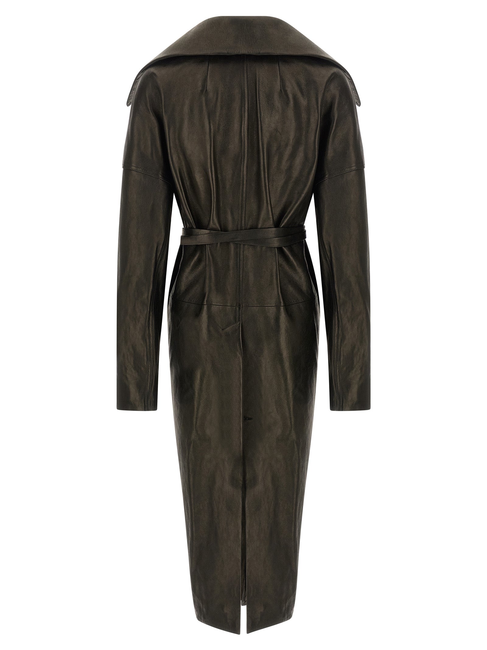 Rick Owens Black Lamb Leather Women's Coat