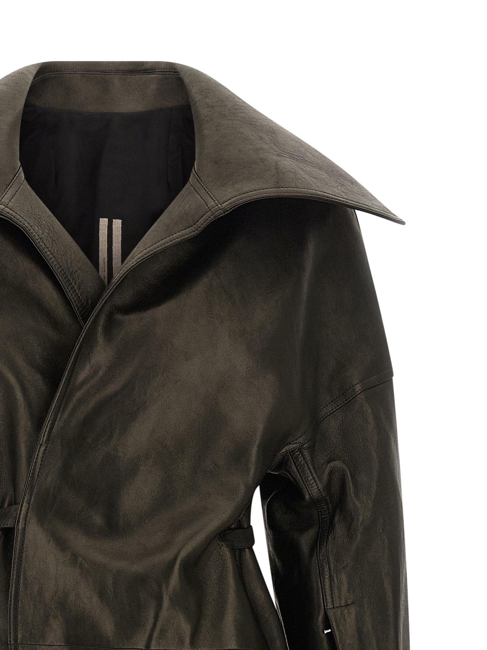 Rick Owens Black Lamb Leather Women's Coat
