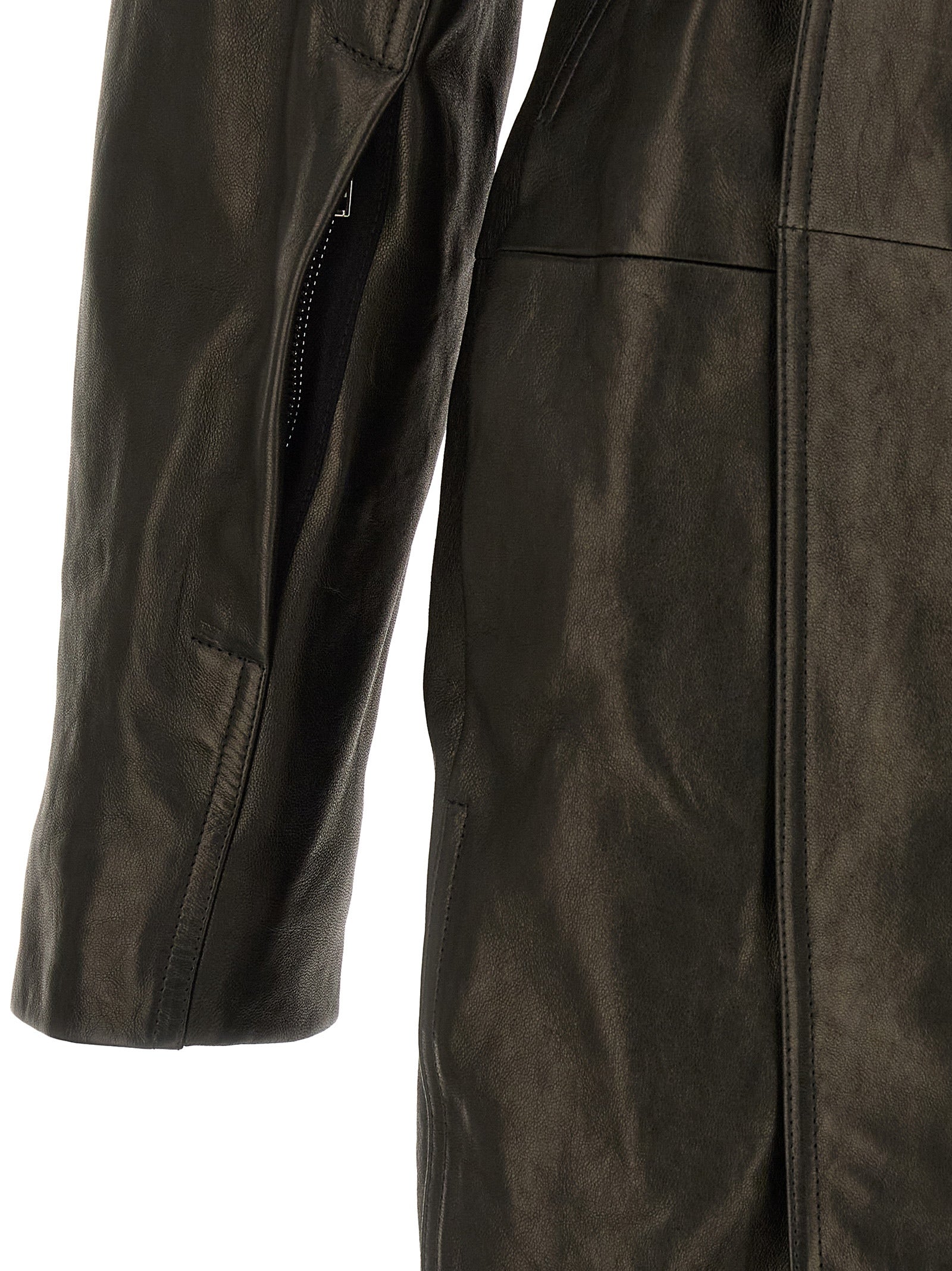 Rick Owens Black Lamb Leather Women's Coat