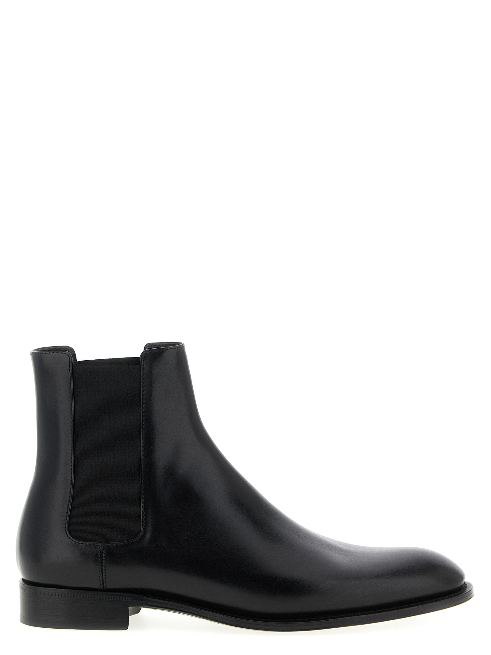 Saint Laurent Black Calfskin Chelsea Men's Boots