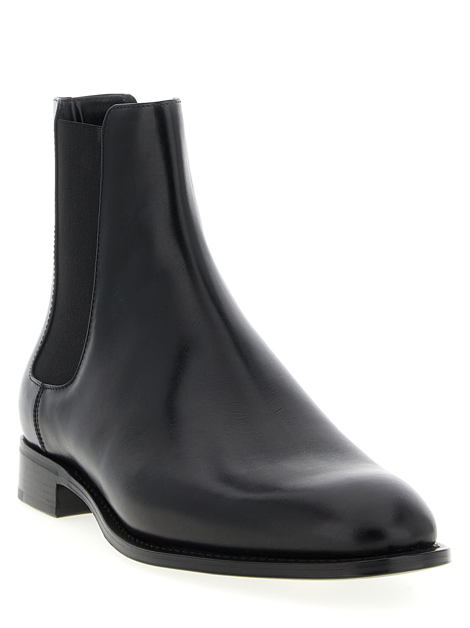 Saint Laurent Black Calfskin Chelsea Men's Boots