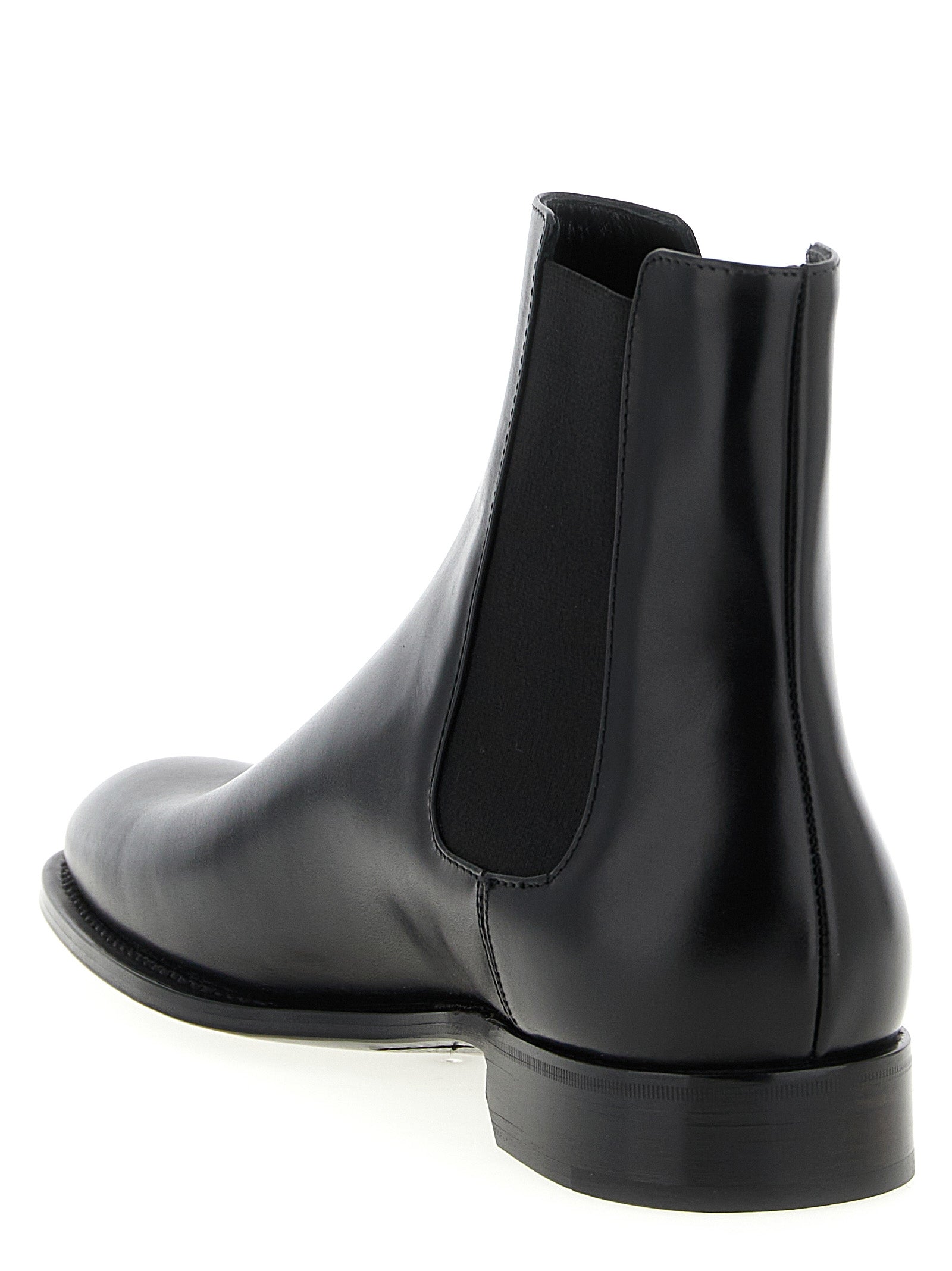Saint Laurent Black Calfskin Chelsea Men's Boots