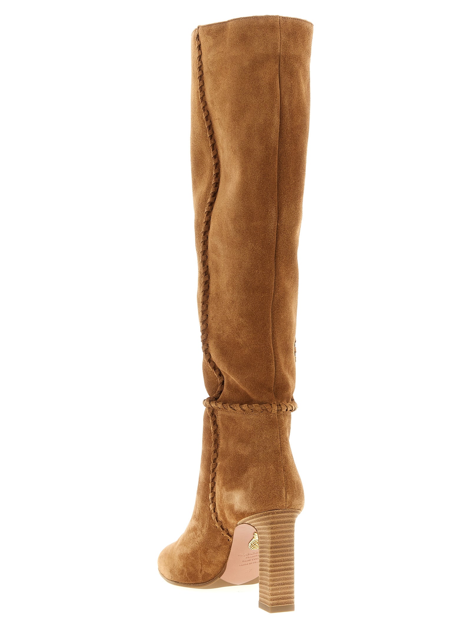 Aquazzura Beige Calfskin Over The Women's Knee