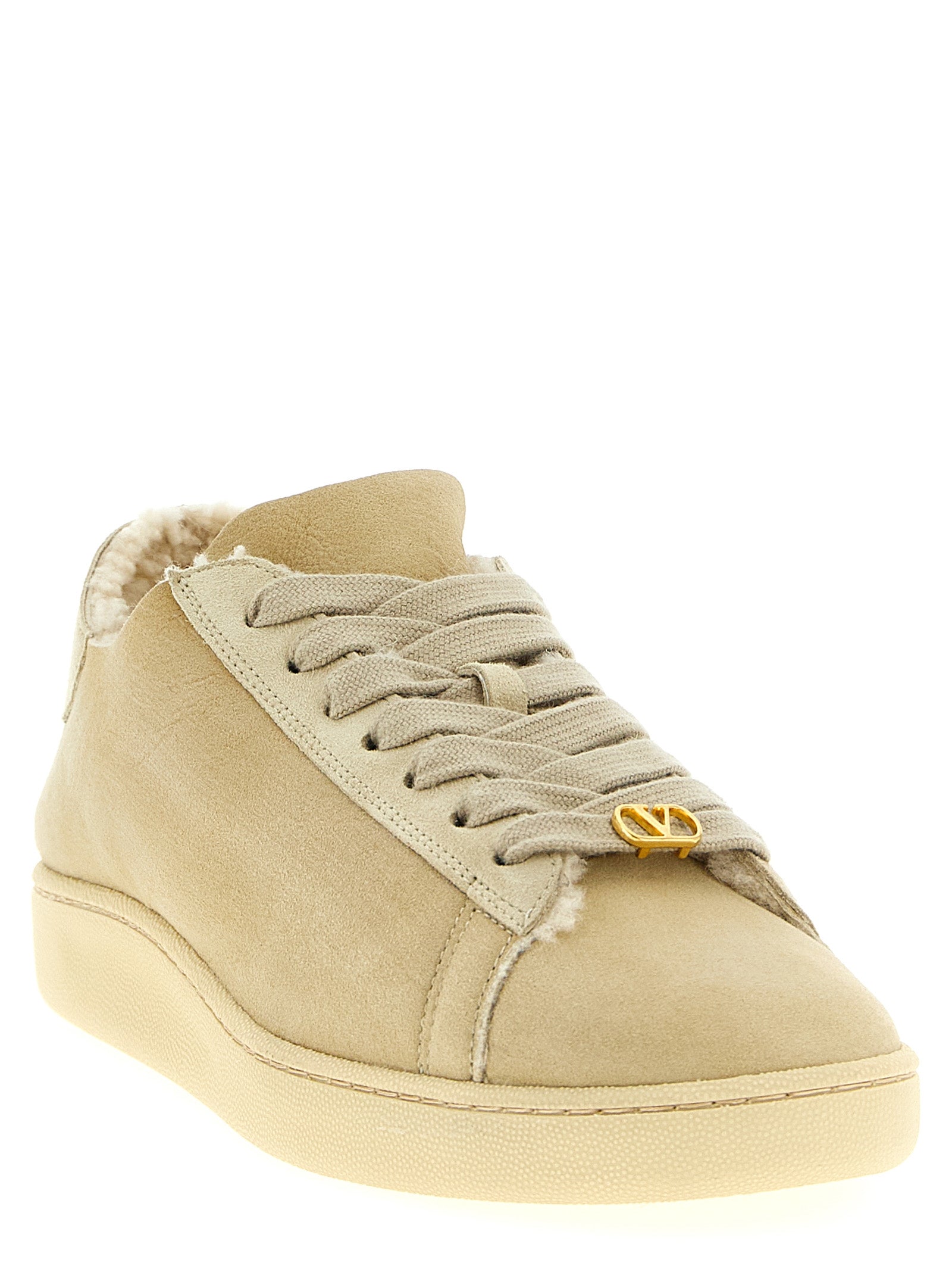 Valentino Garavani Beige Goatskin Low Top Men's Sneakers
