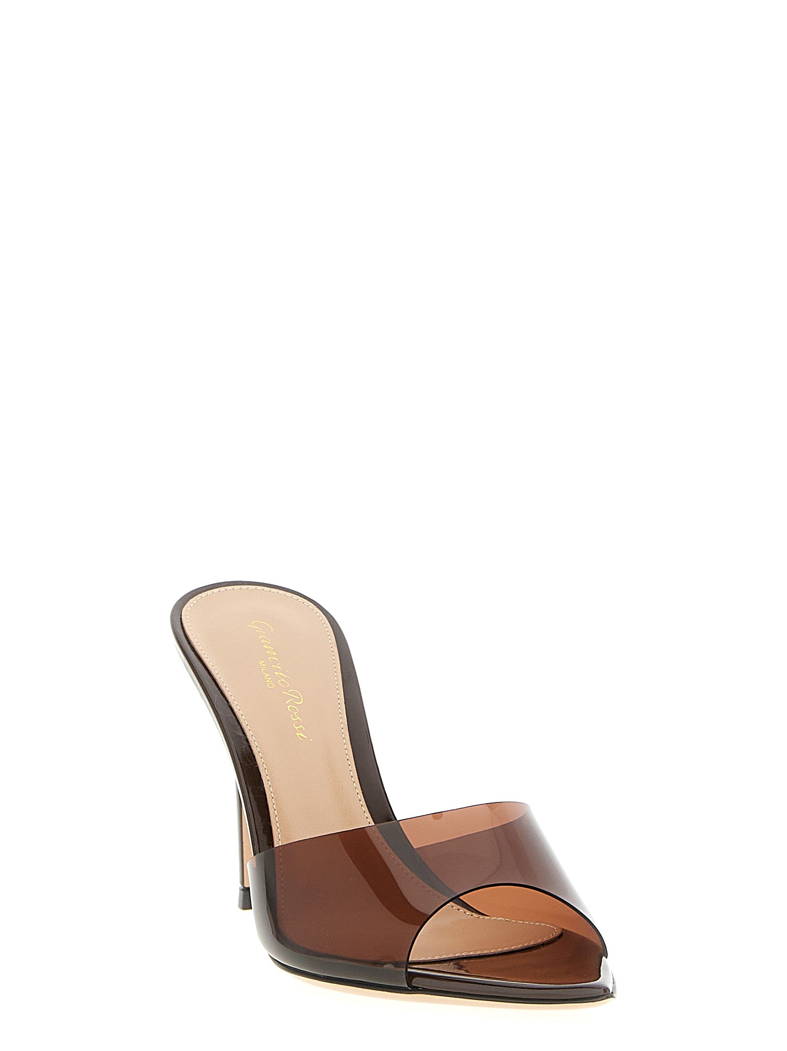 Gianvito Rossi Brown Plastic Stiletto Heel Women's Sandals