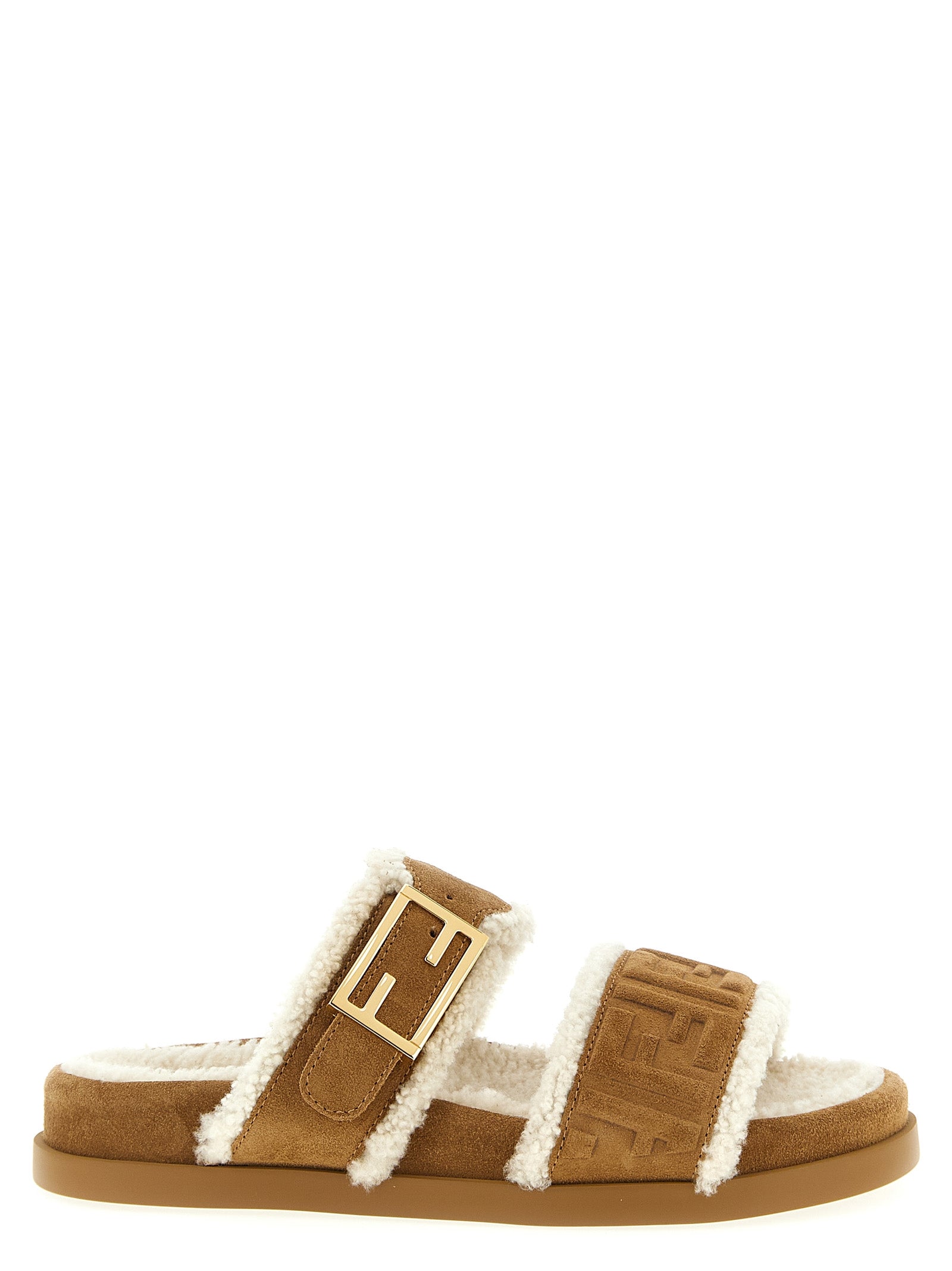 Fendi Beige Calfskin Women's Slides