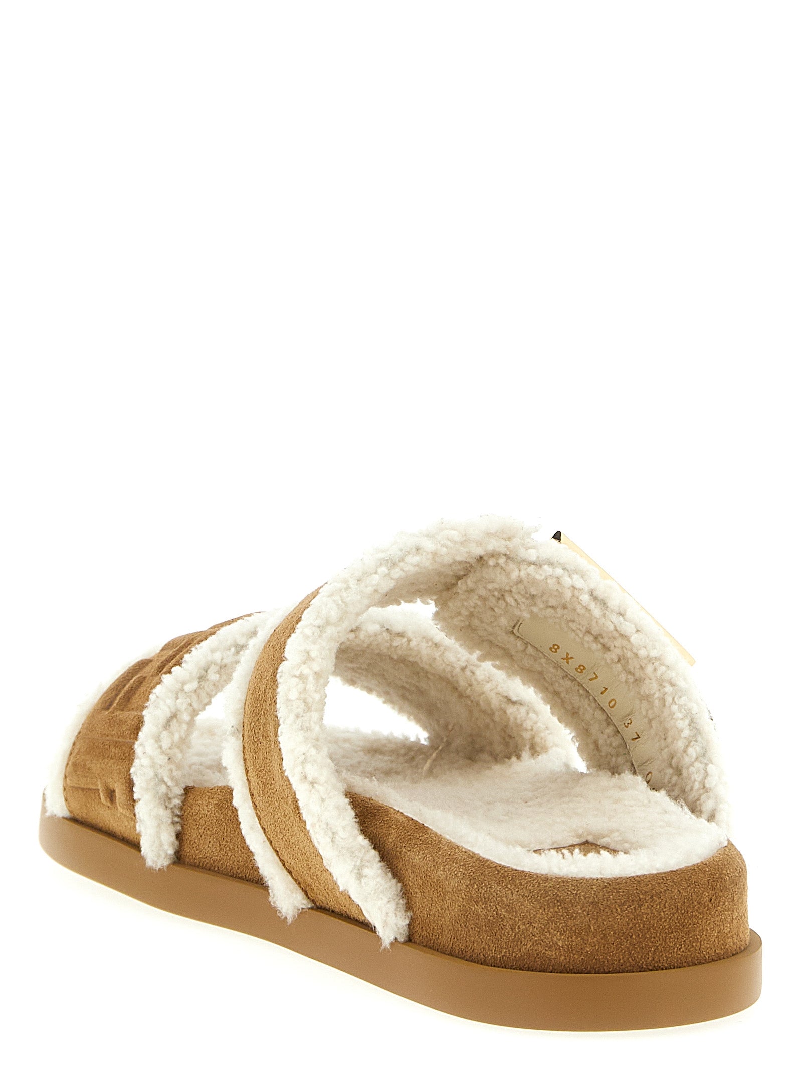 Fendi Beige Calfskin Women's Slides