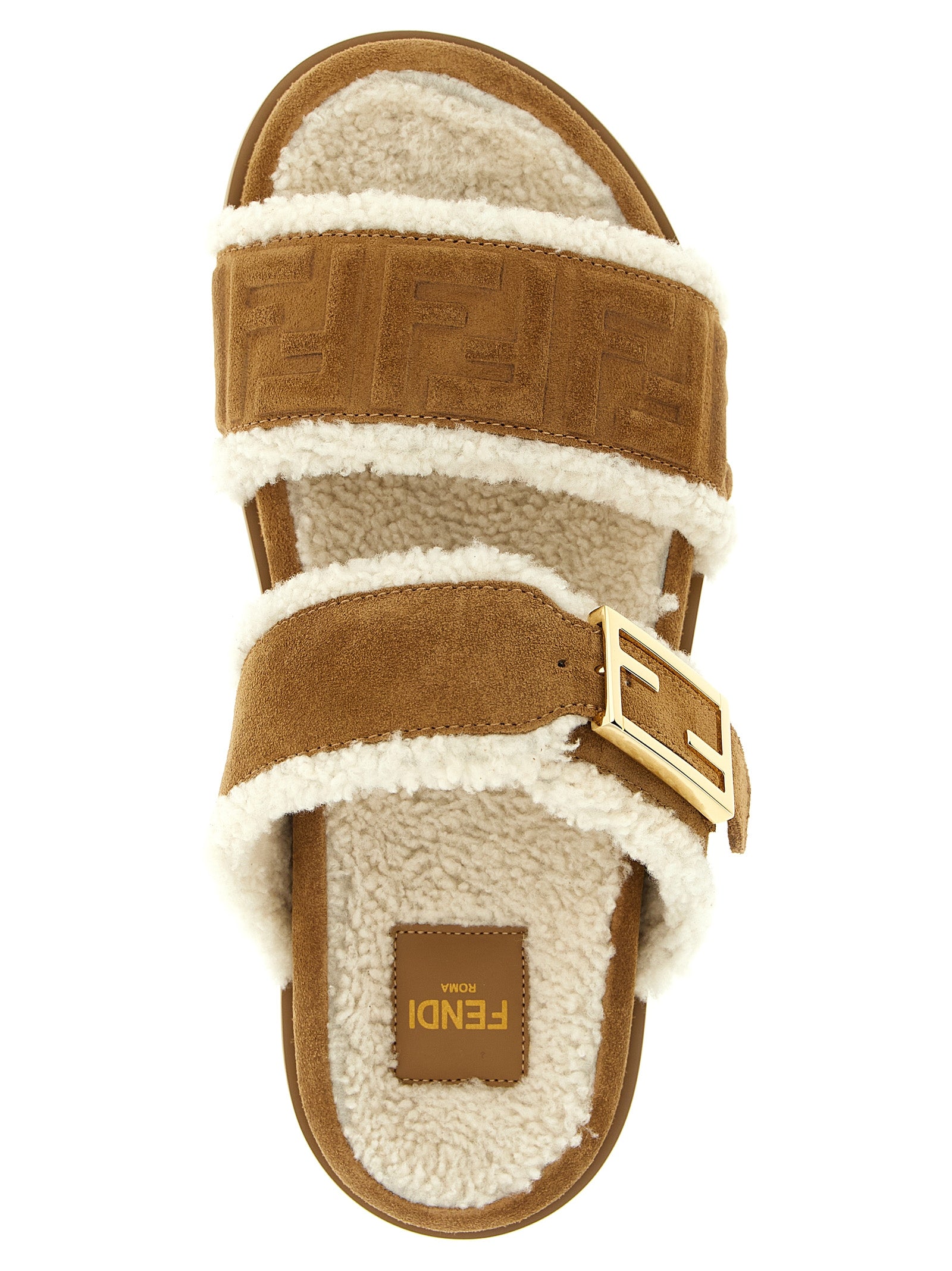 Fendi Beige Calfskin Women's Slides