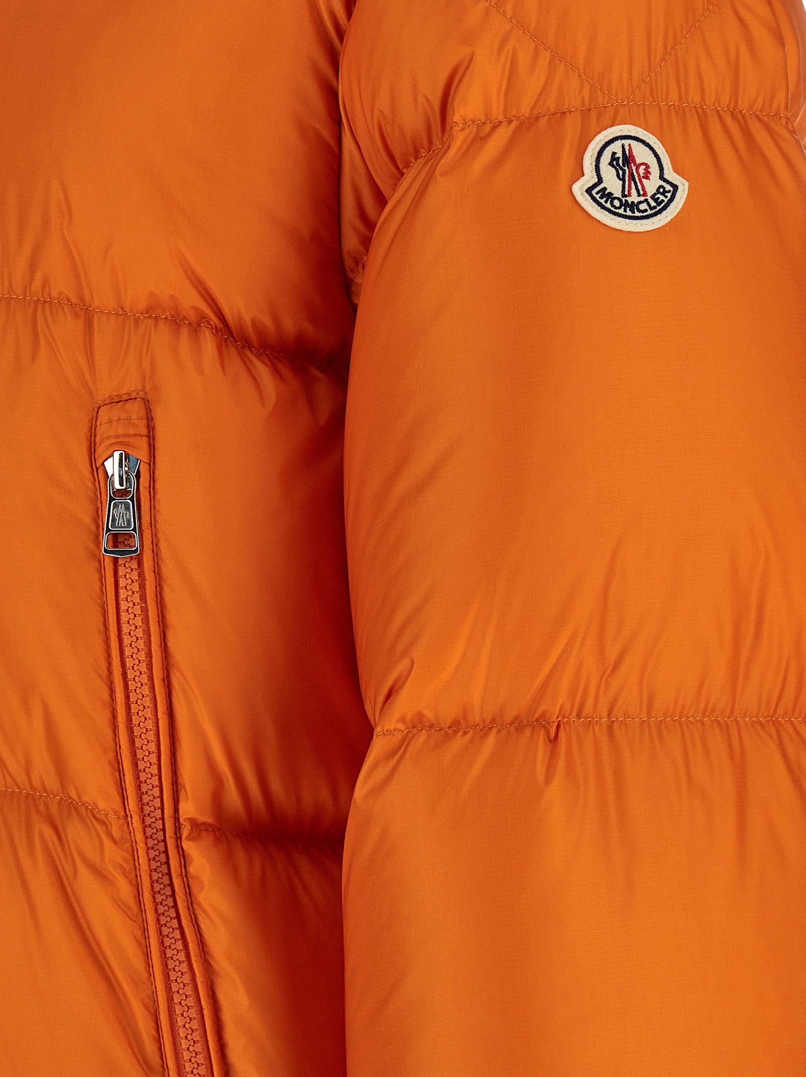 Moncler Orange Polyamide Full-Length Men's Jacket