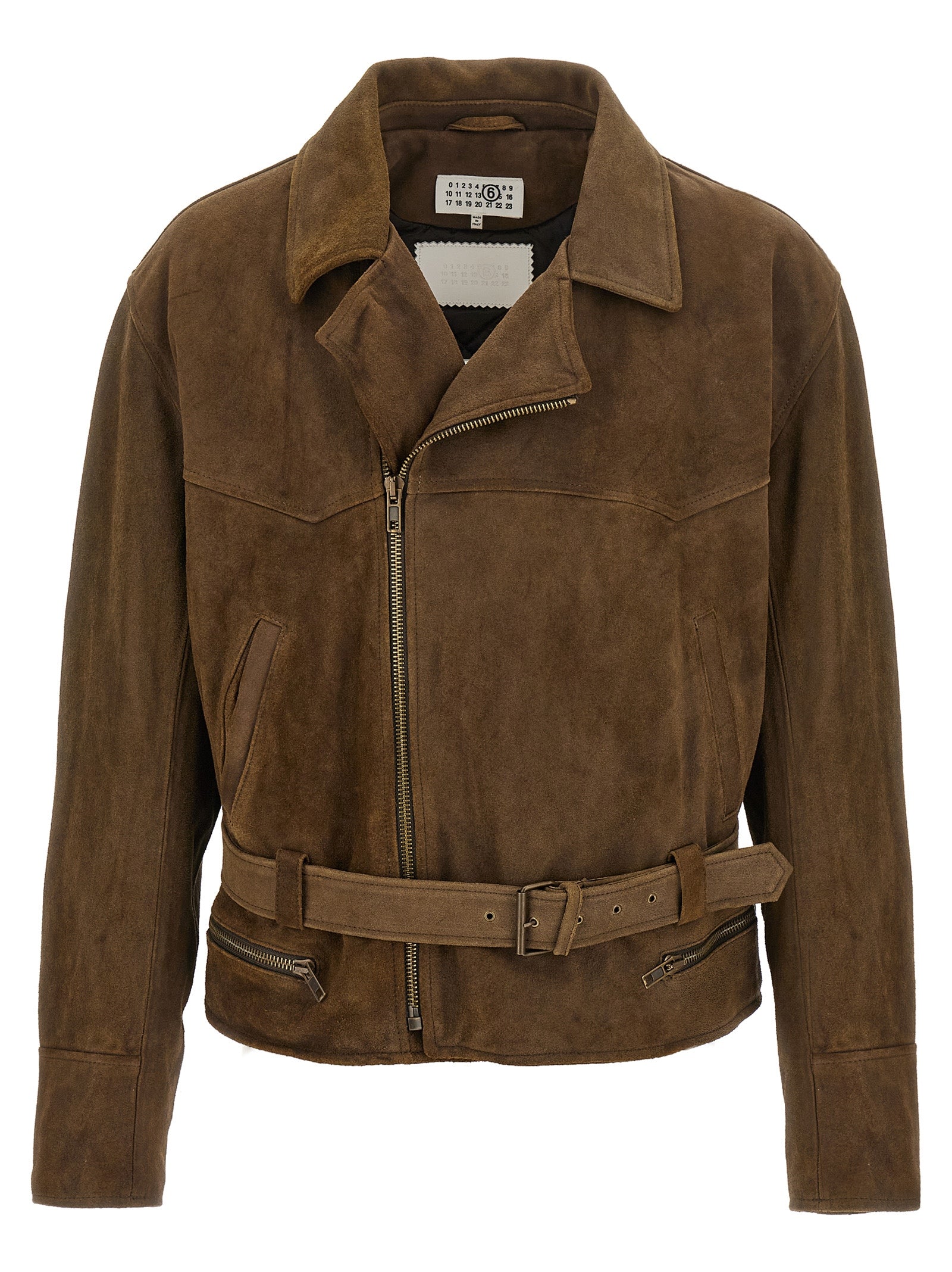 MM6 Maison Margiela Brown Calfskin Leather Men's Jacket