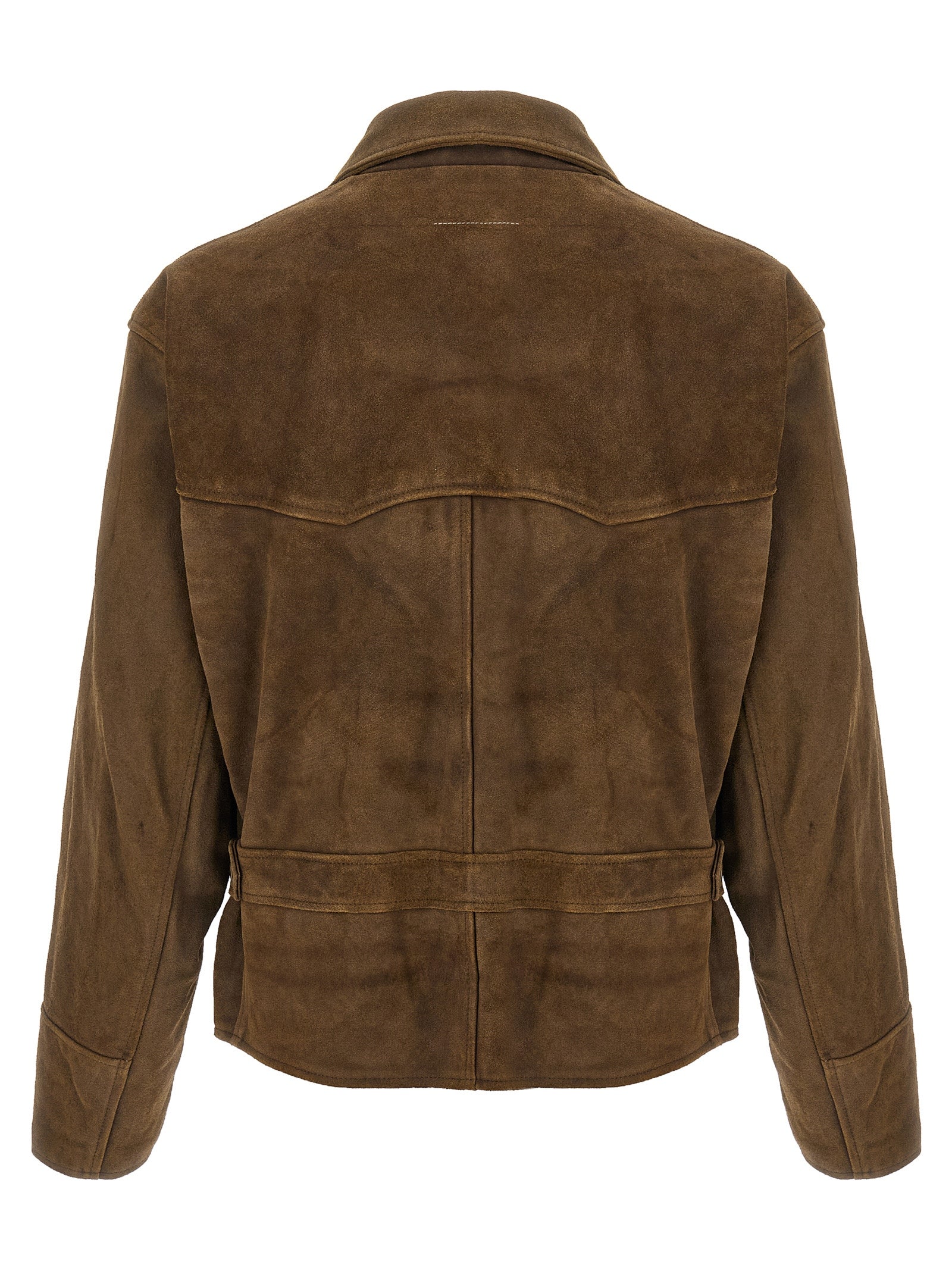 MM6 Maison Margiela Brown Calfskin Leather Men's Jacket