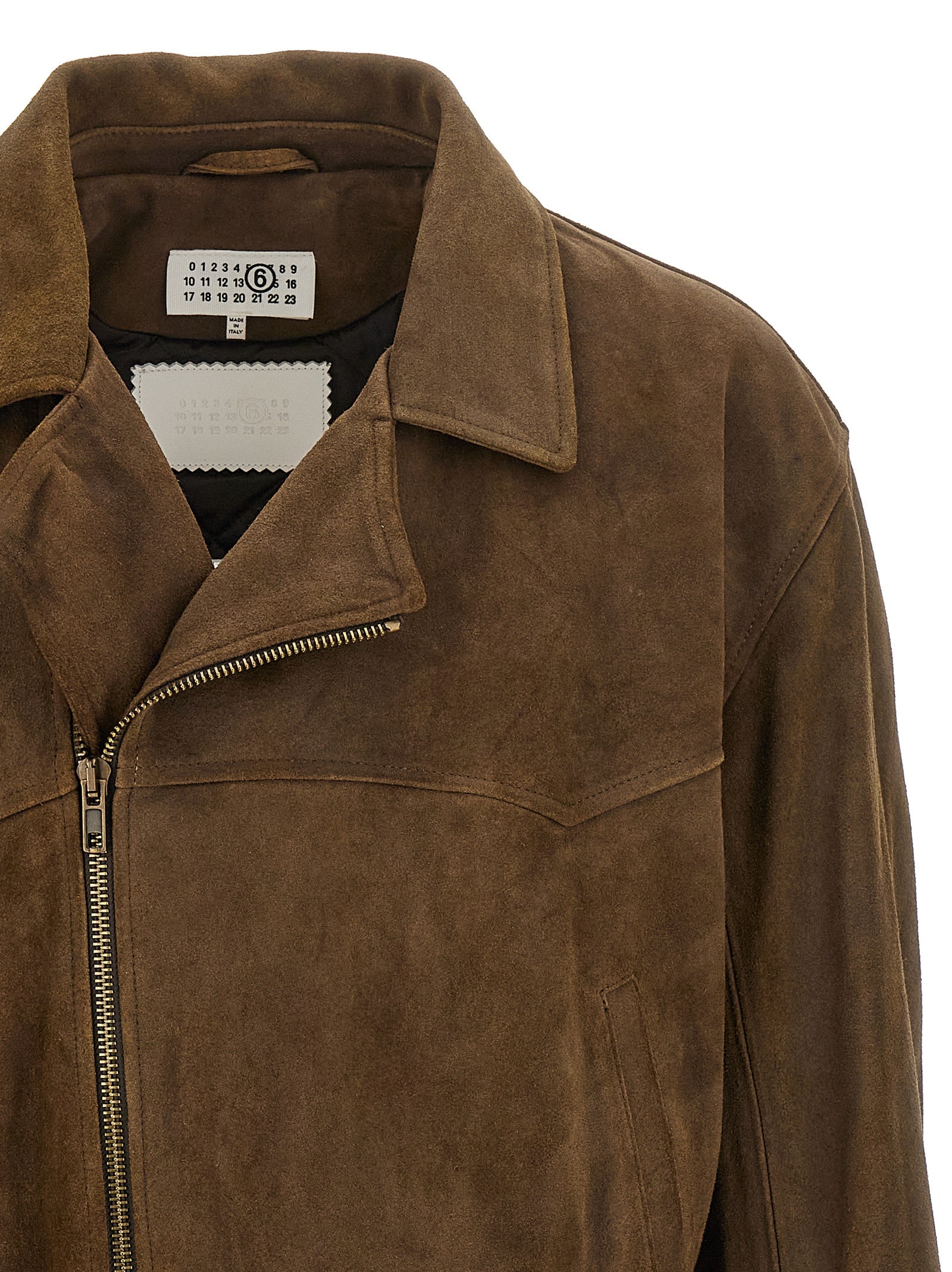 MM6 Maison Margiela Brown Calfskin Leather Men's Jacket