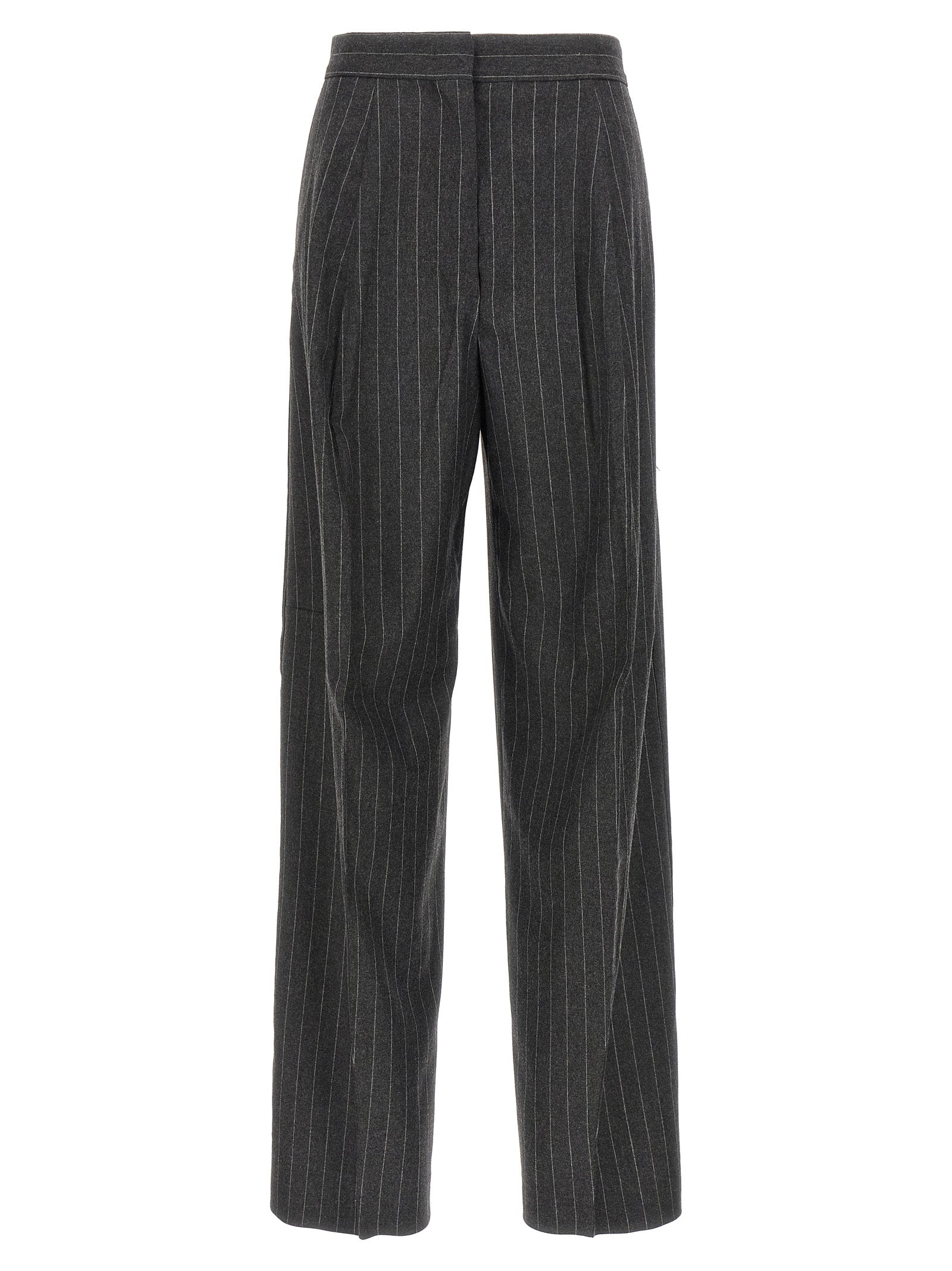 Sportmax Gray Virgin Wool Dress Women's Pants