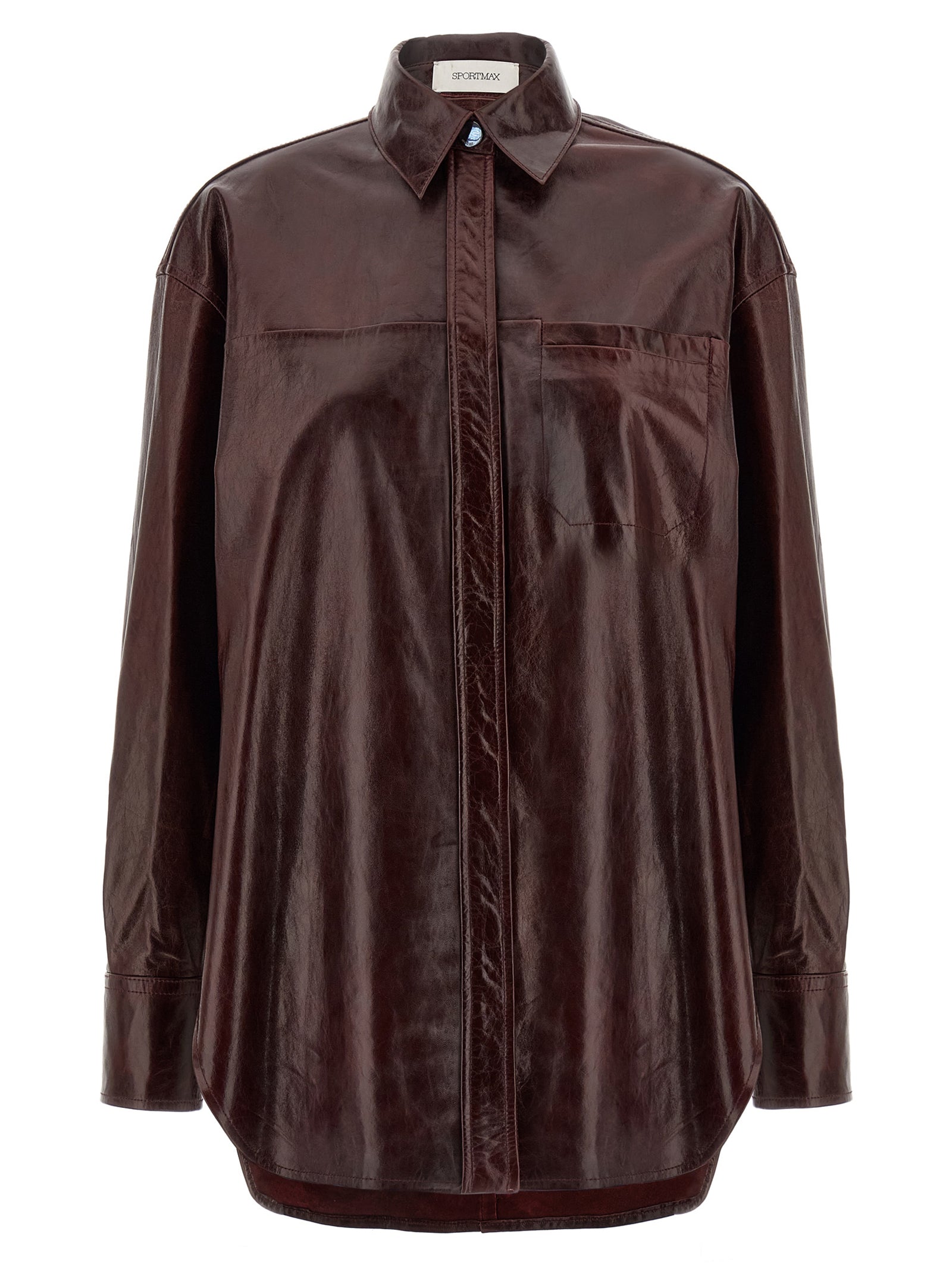 Sportmax Bordeaux Lamb Leather Women's Blouse