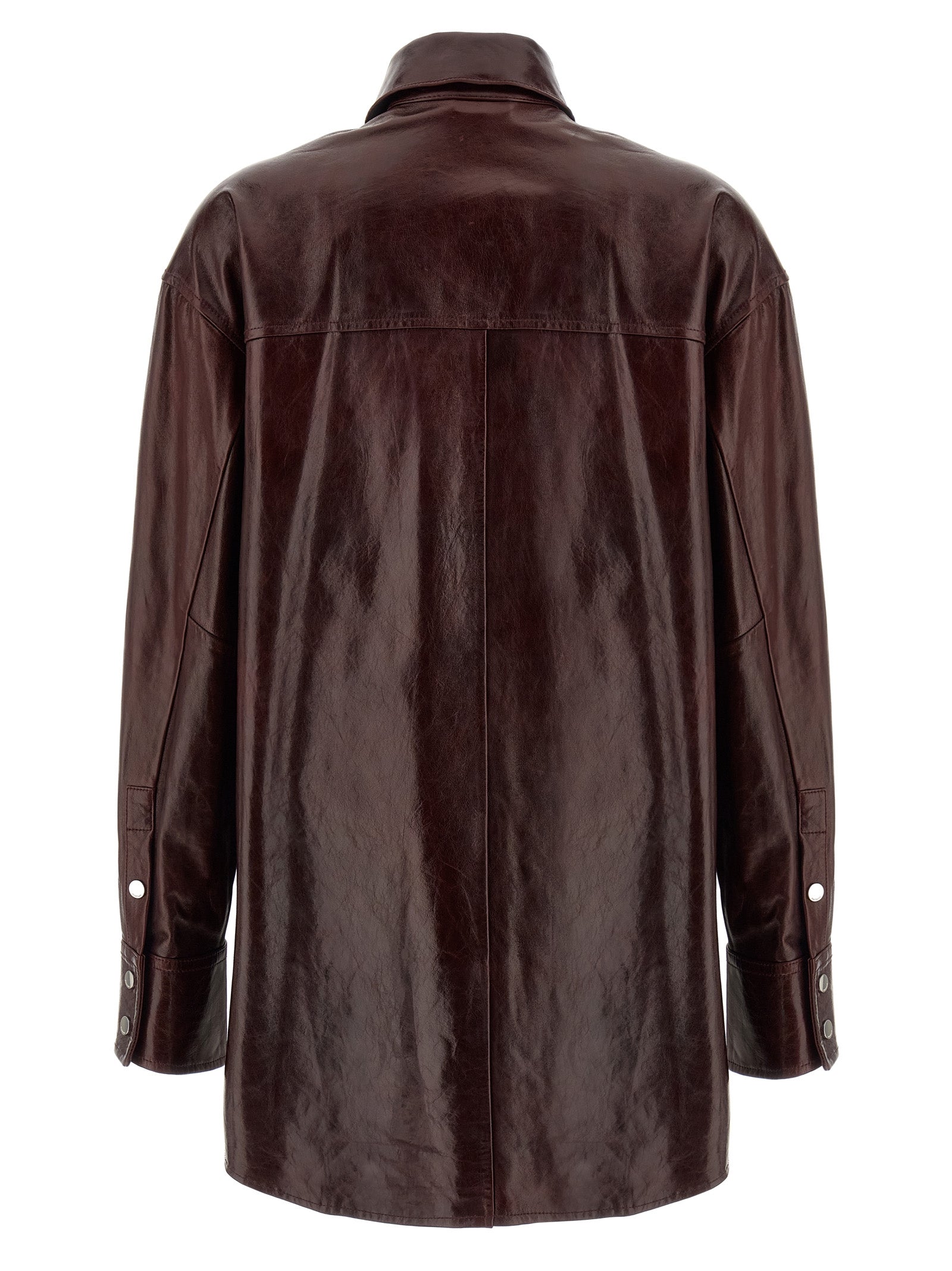 Sportmax Bordeaux Lamb Leather Women's Blouse