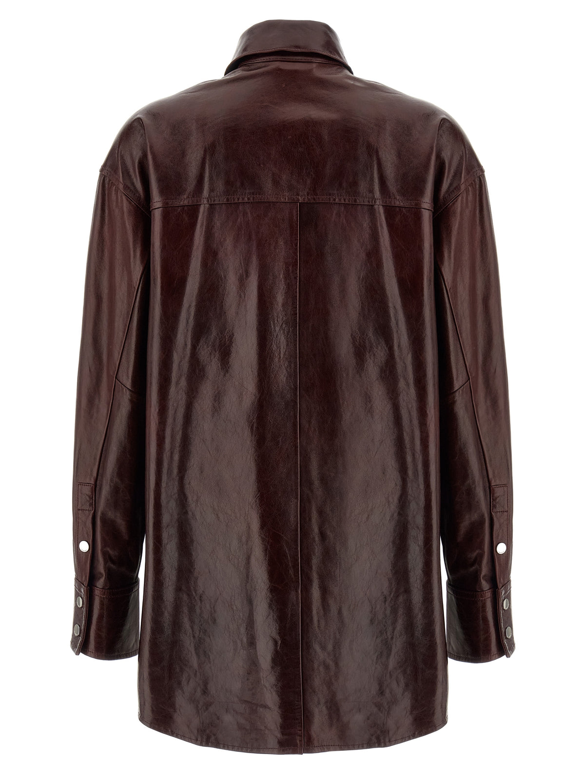 Sportmax Bordeaux Lamb Leather Women's Blouse