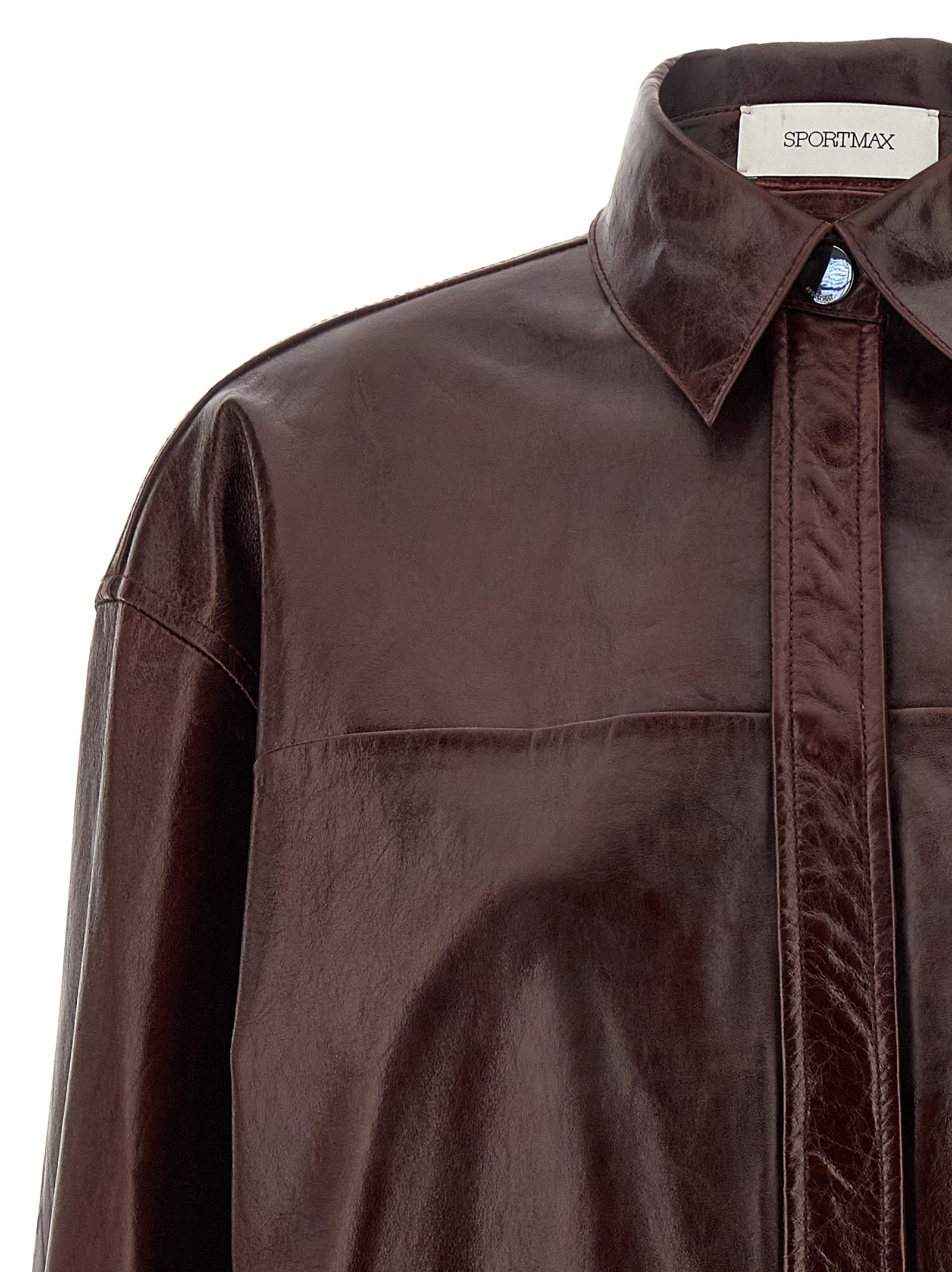 Sportmax Bordeaux Lamb Leather Women's Blouse