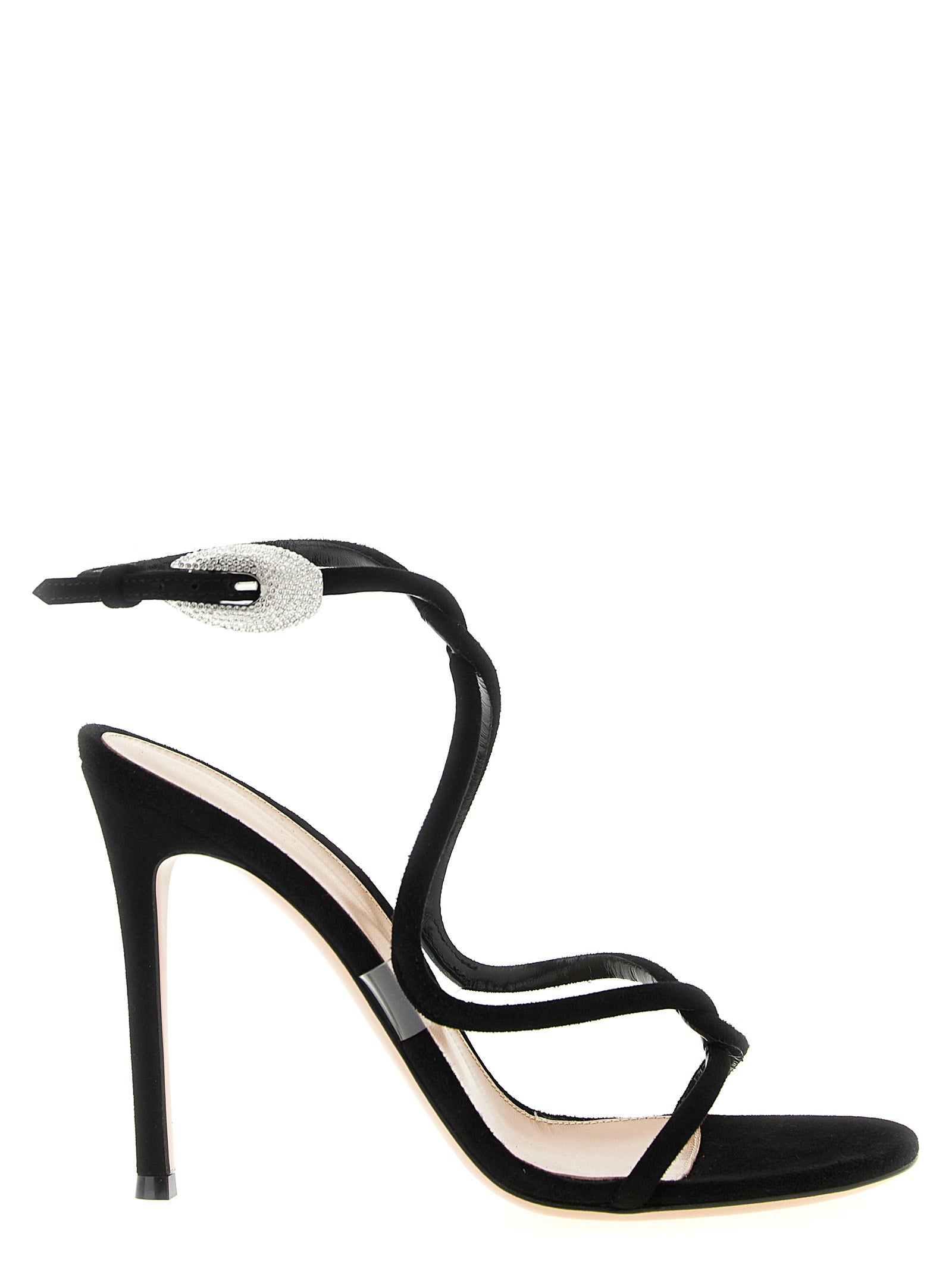 Gianvito Rossi Black Suede Leather Stiletto Heel Women's Sandals