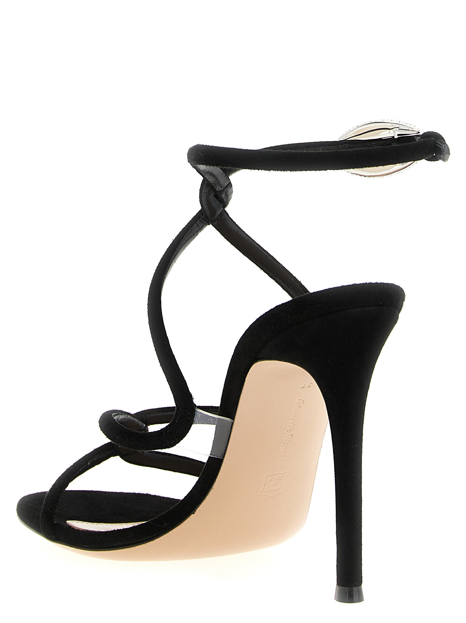 Gianvito Rossi Black Suede Leather Stiletto Heel Women's Sandals