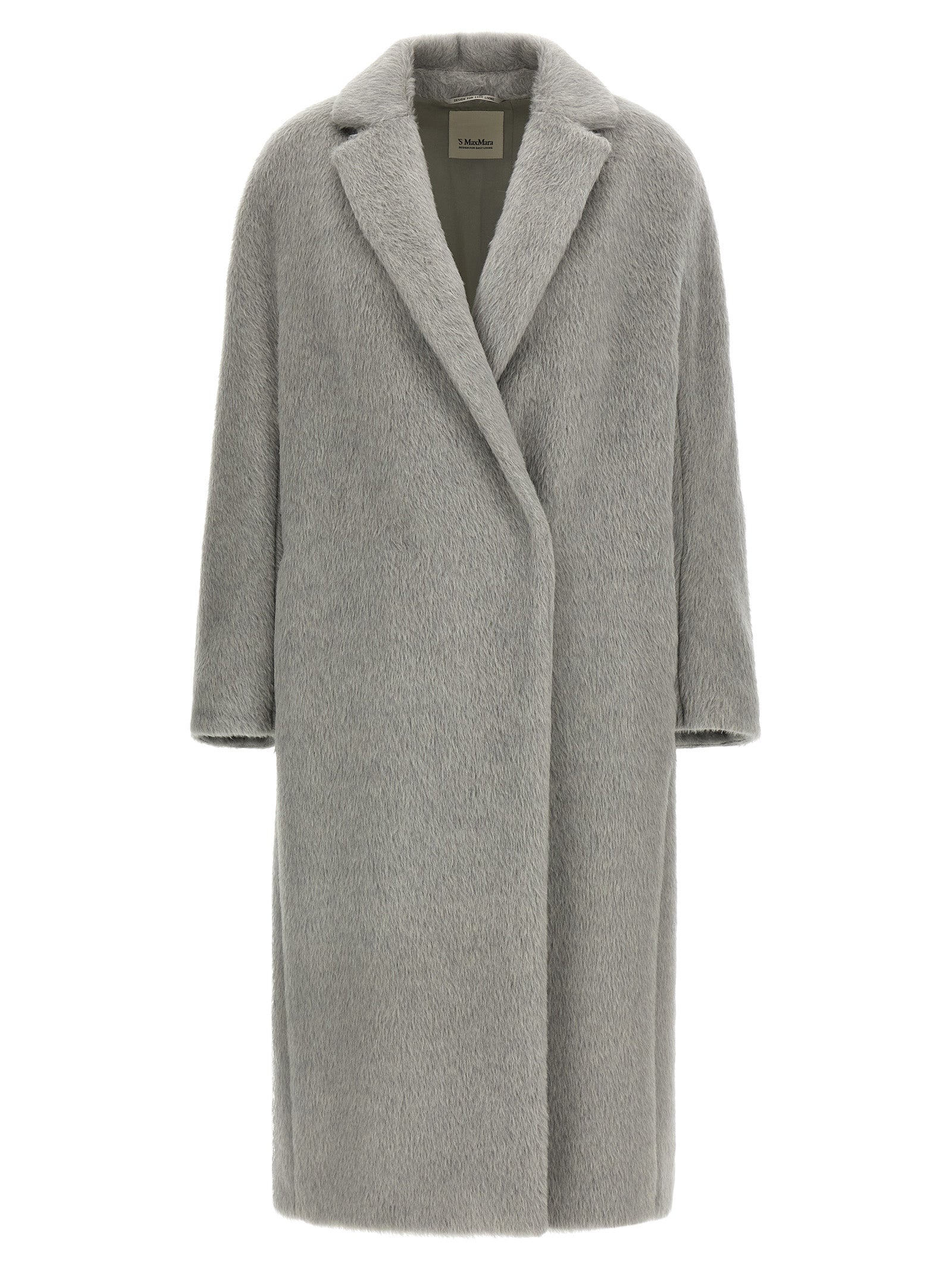 'S Max Mara Gray Alpaca Leather Women's Coat