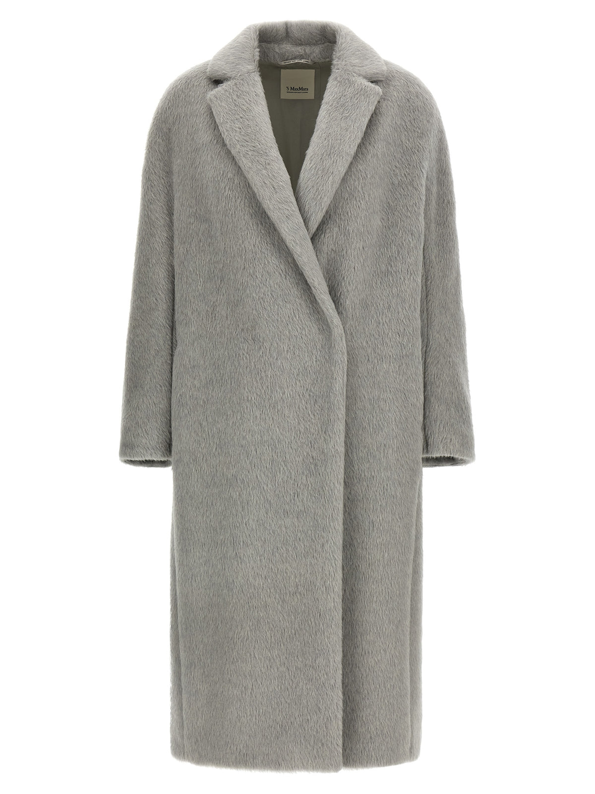 'S Max Mara Gray Alpaca Leather Women's Coat