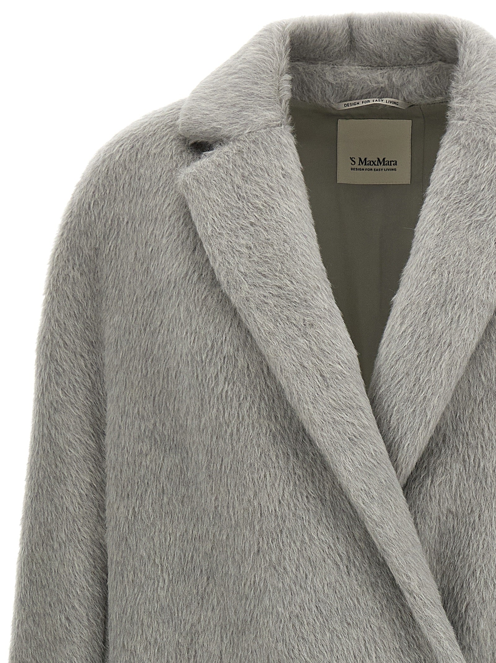 'S Max Mara Gray Alpaca Leather Women's Coat