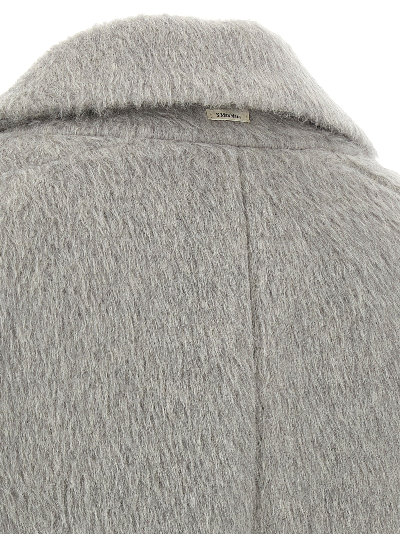 'S Max Mara Gray Alpaca Leather Women's Coat