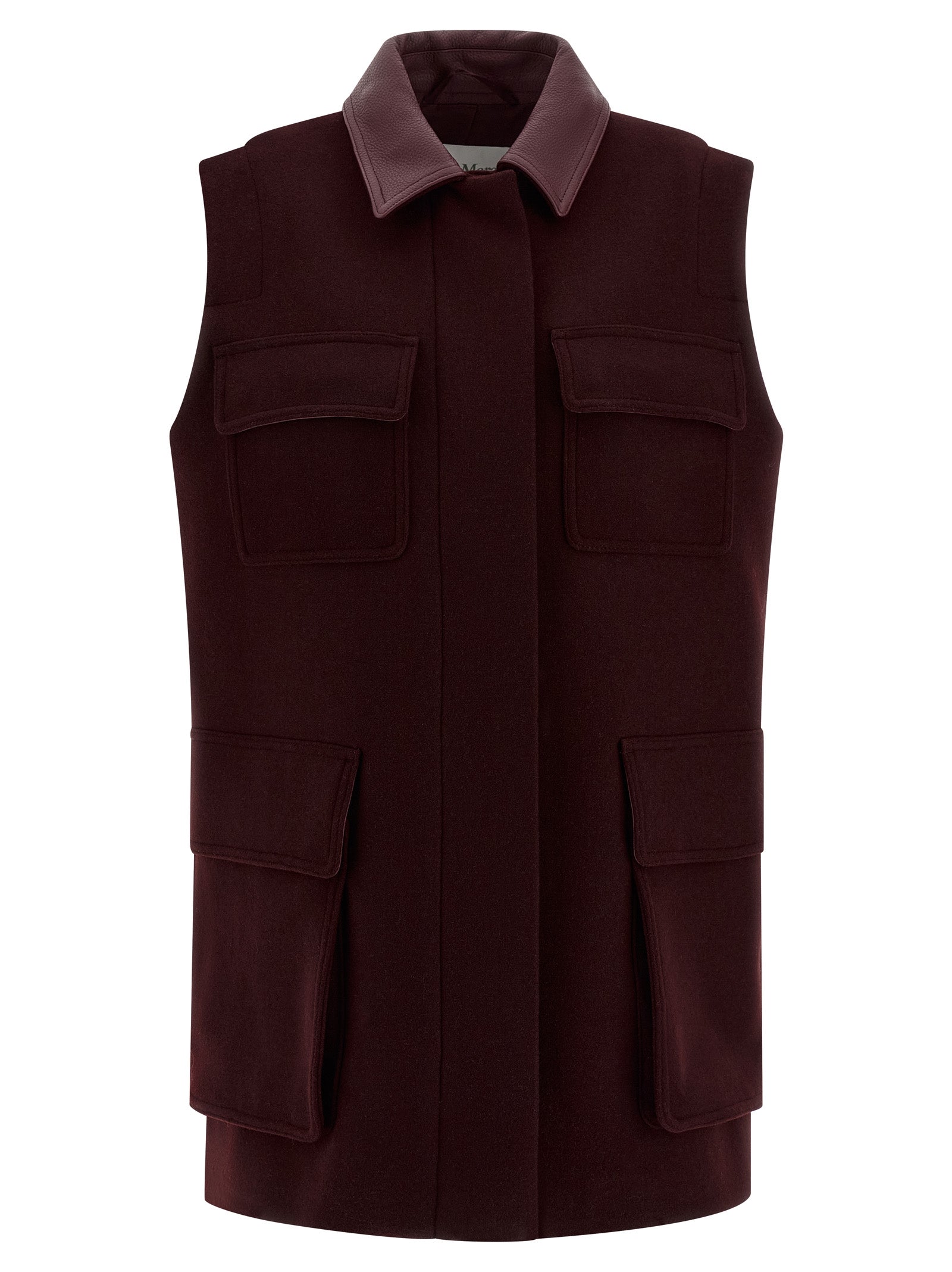 Max Mara Bordeaux Virgin Wool Sleeveless Women's Jacket