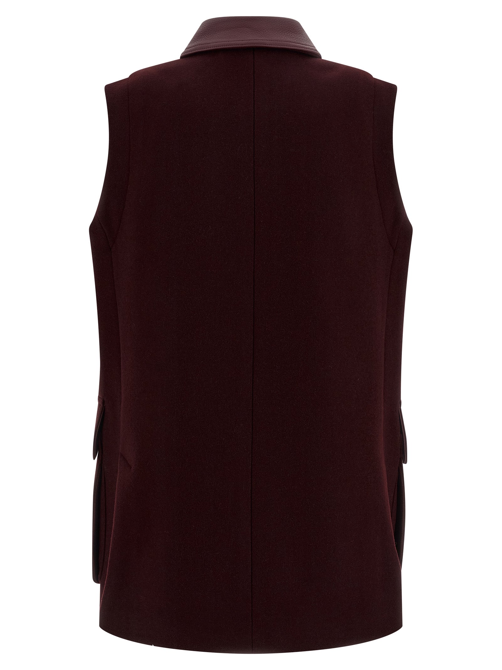 Max Mara Bordeaux Virgin Wool Sleeveless Women's Jacket