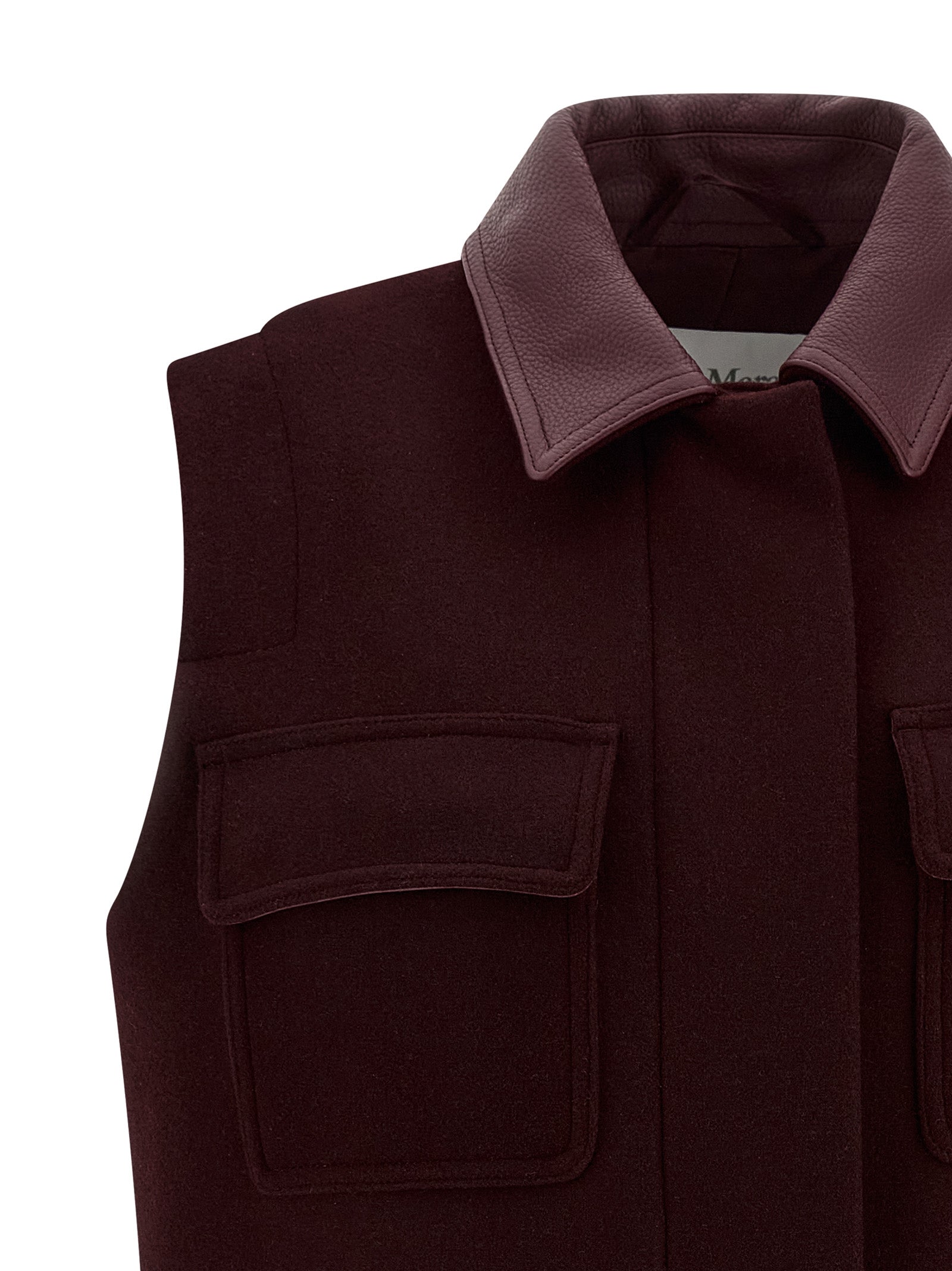 Max Mara Bordeaux Virgin Wool Sleeveless Women's Jacket