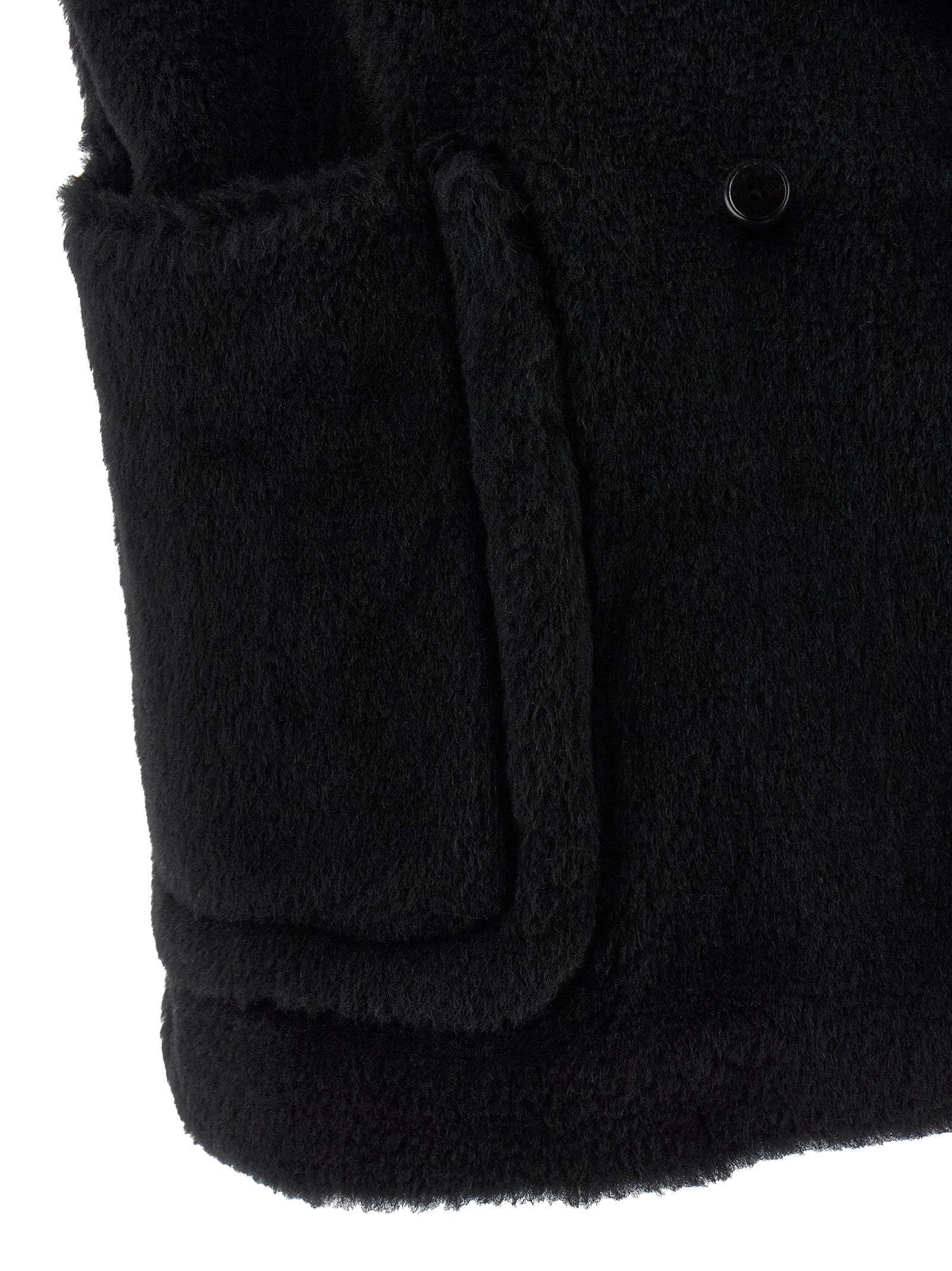 Max Mara Black Alpaca Leather Sleeveless Women's Jacket