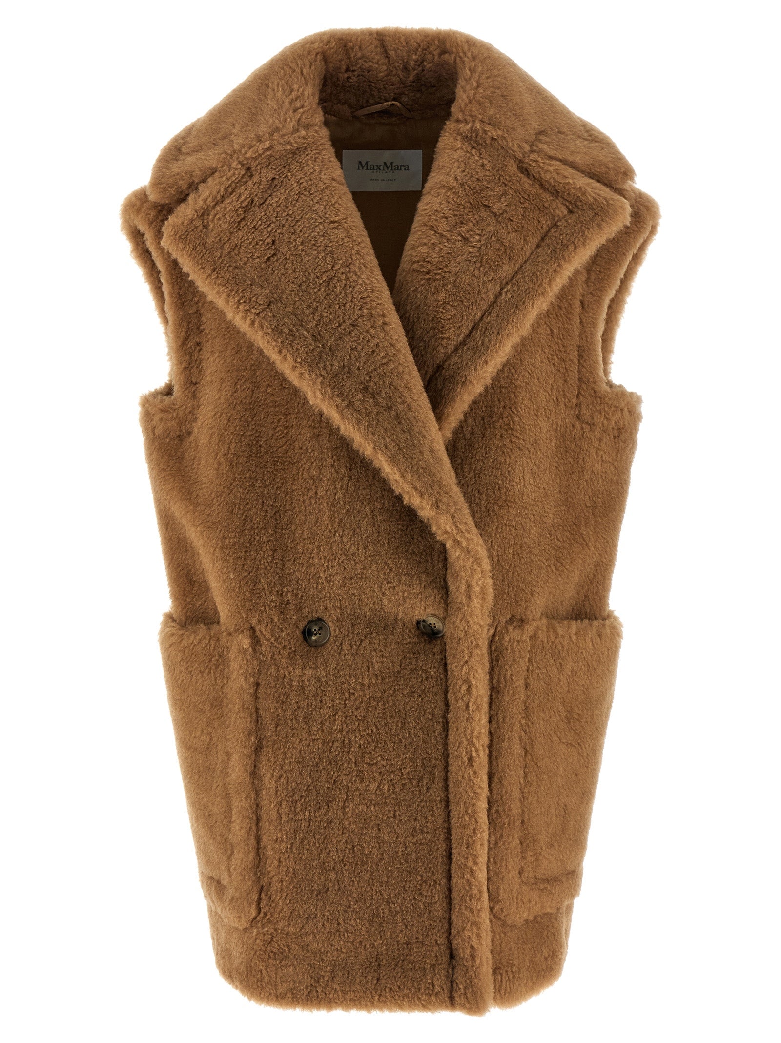 Max Mara Beige Wool Sleeveless Women's Jacket