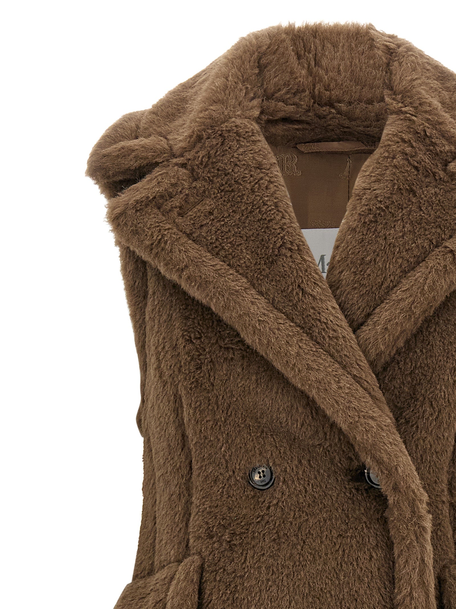 Max Mara Brown Alpaca Leather Women's Coat