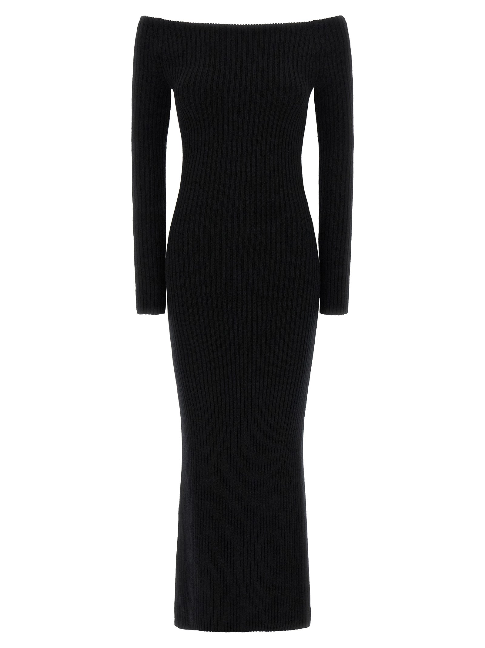 Max Mara Black Wool Long Women's Dress