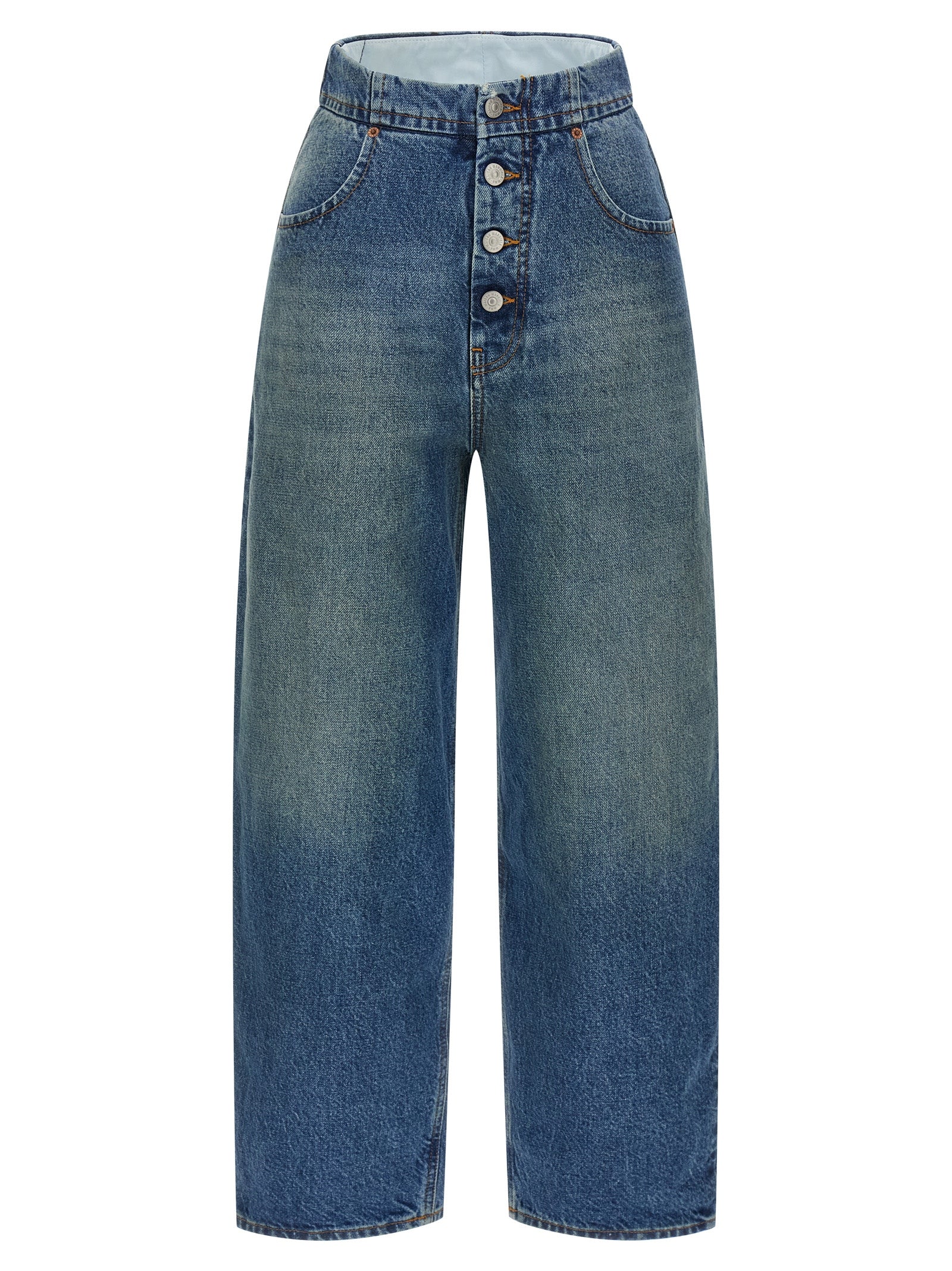 MM6 Maison Margiela Blue Cotton Straight-Leg Women's Jeans