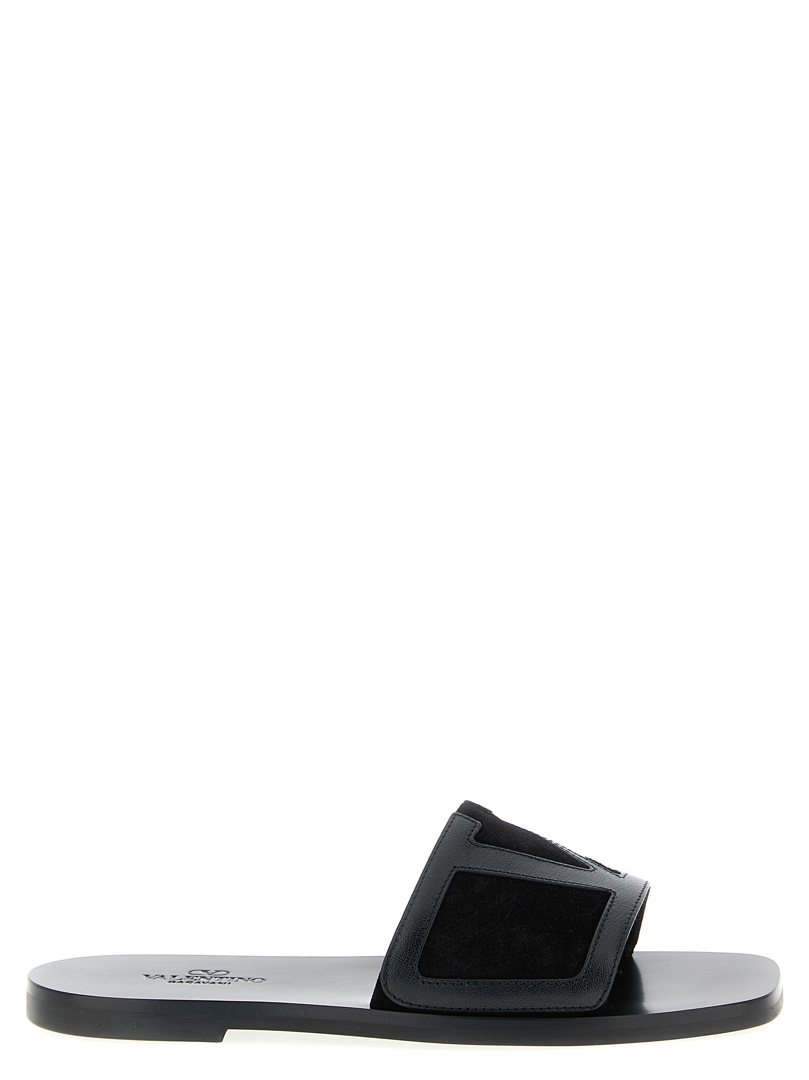 Valentino Garavani Black Calfskin Men's Slides