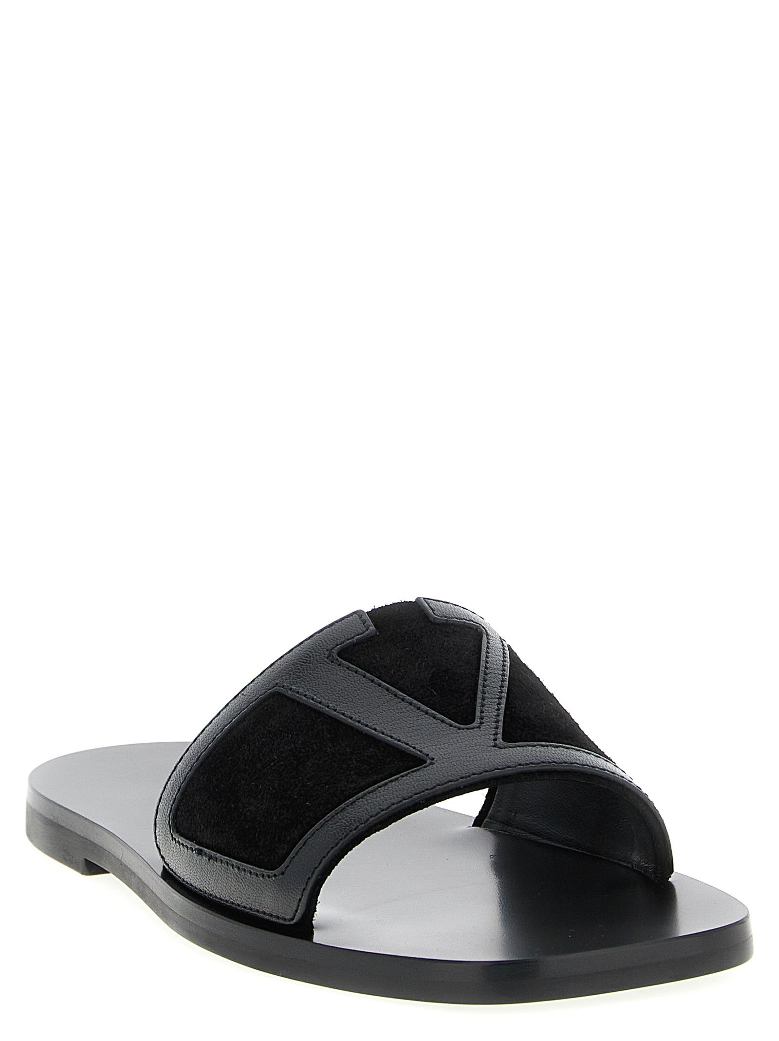 Valentino Garavani Black Calfskin Men's Slides