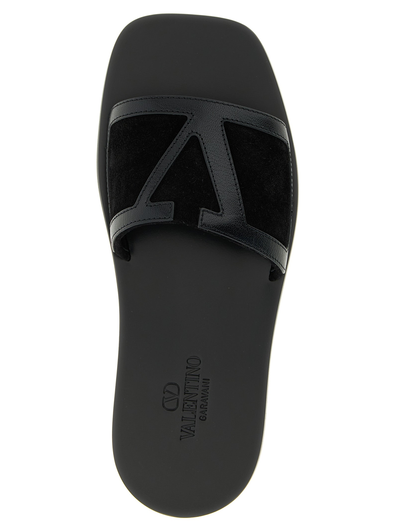 Valentino Garavani Black Calfskin Men's Slides