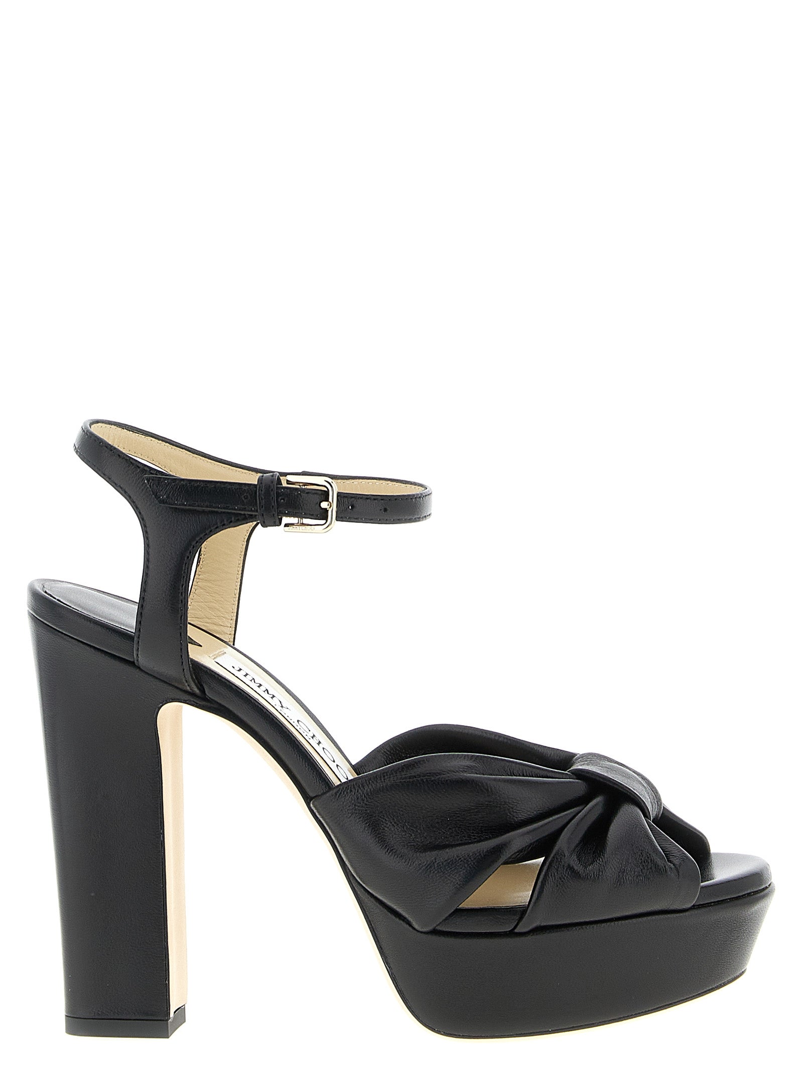Jimmy Choo Black Leather Stiletto Heel Women's Sandals