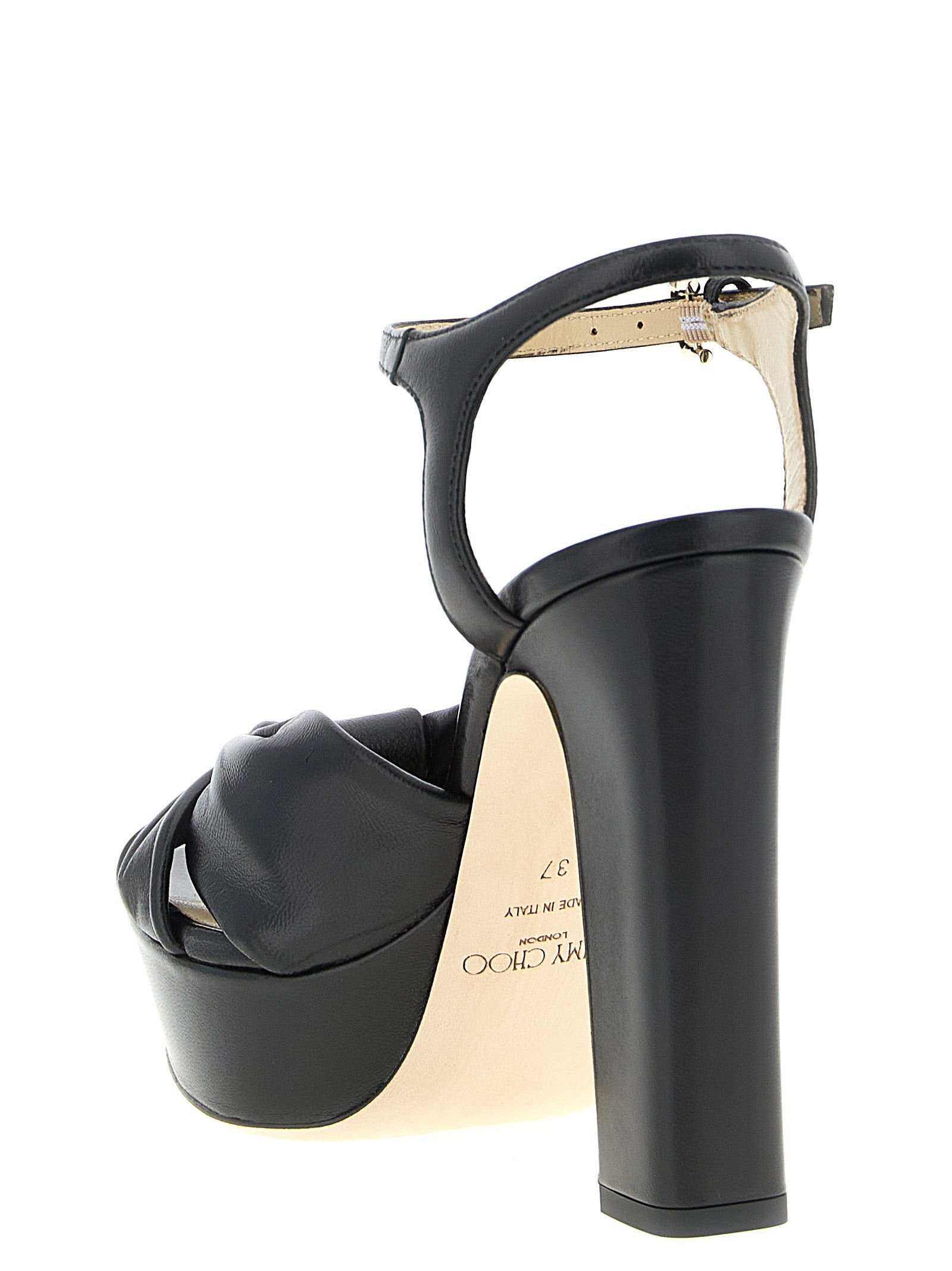 Jimmy Choo Black Leather Stiletto Heel Women's Sandals