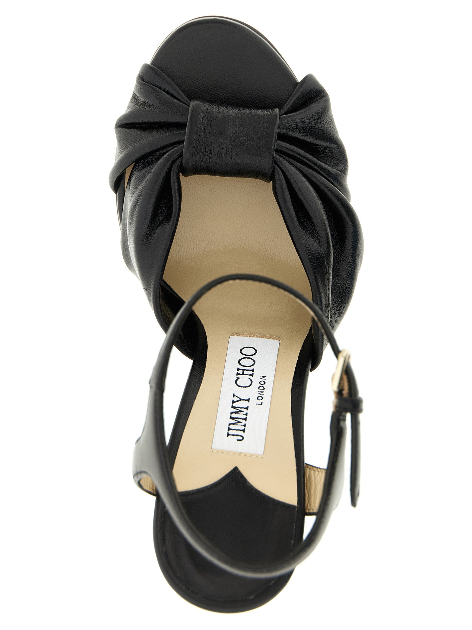 Jimmy Choo Black Leather Stiletto Heel Women's Sandals