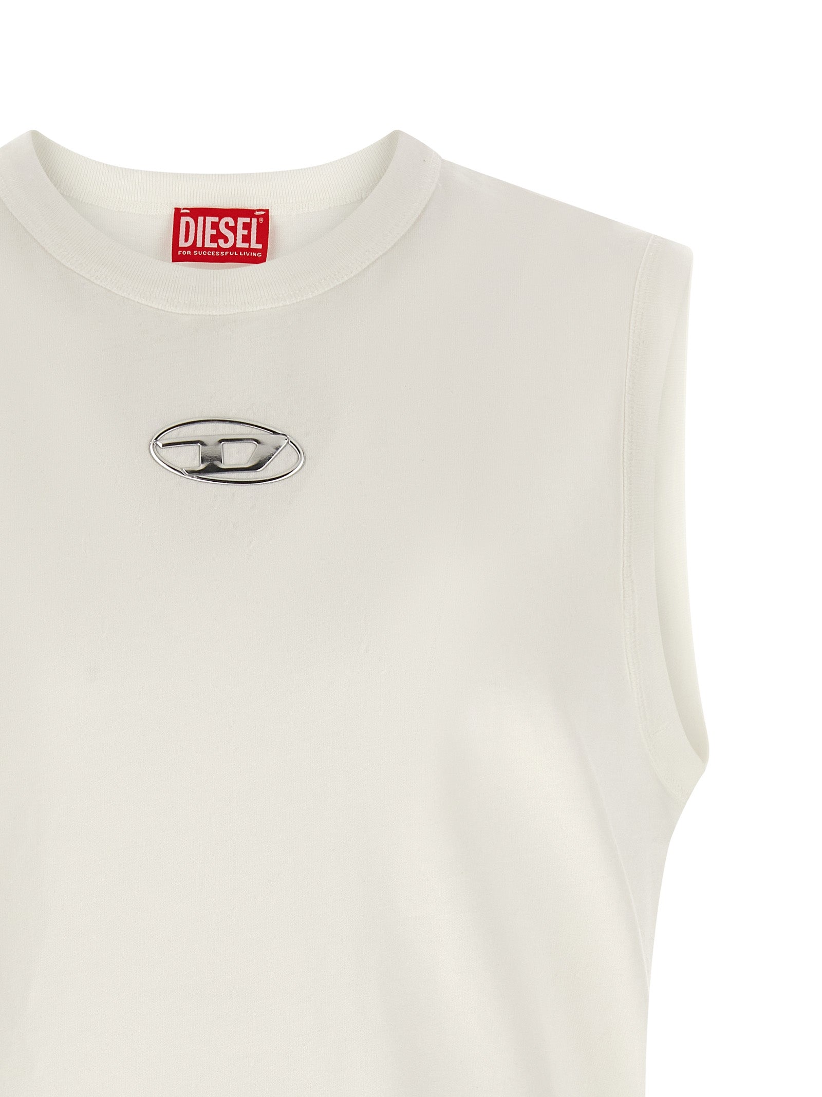 Diesel White Cotton Sleeveles Men's T-Shirt