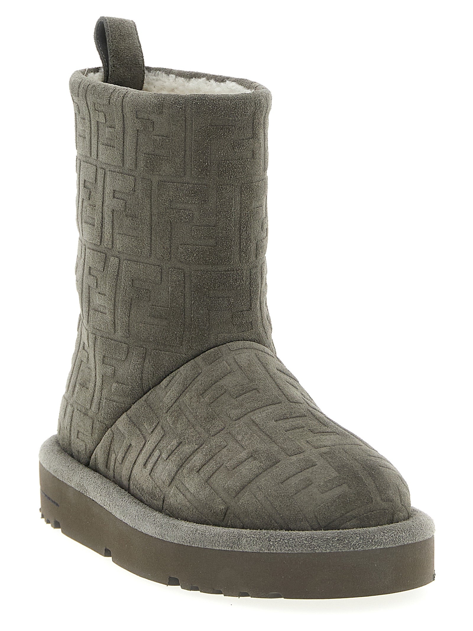 Fendi Gray Calfskin Ankle Women's Boots