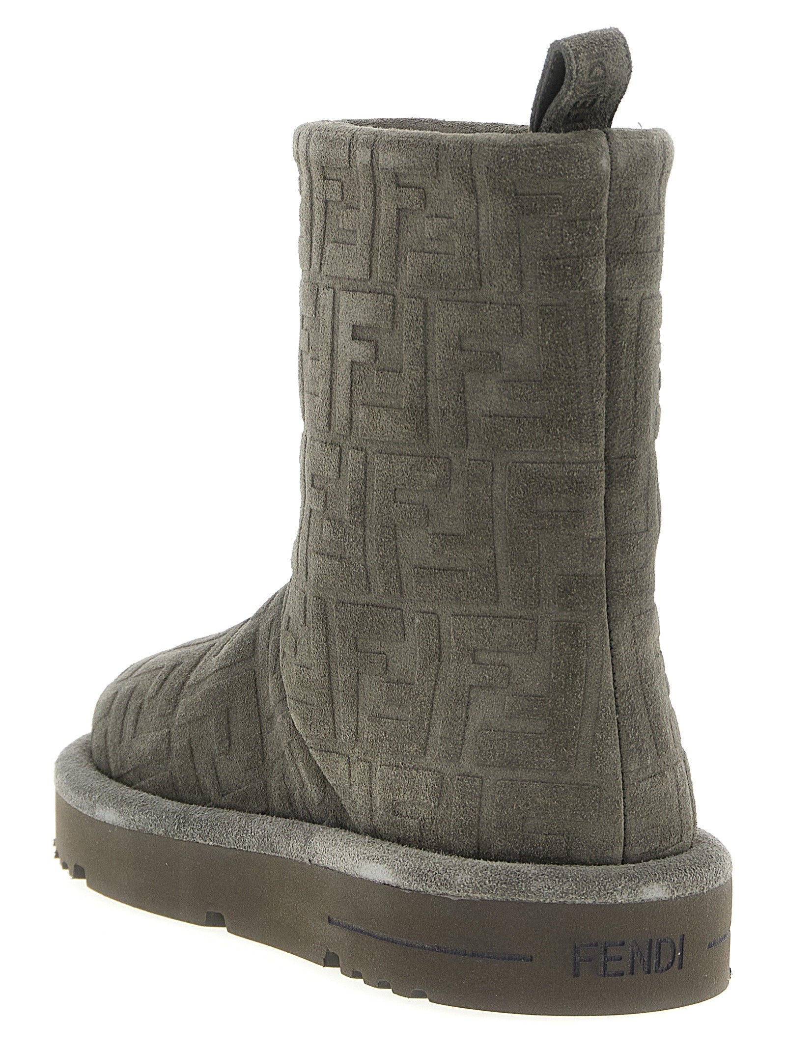 Fendi Gray Calfskin Ankle Women's Boots