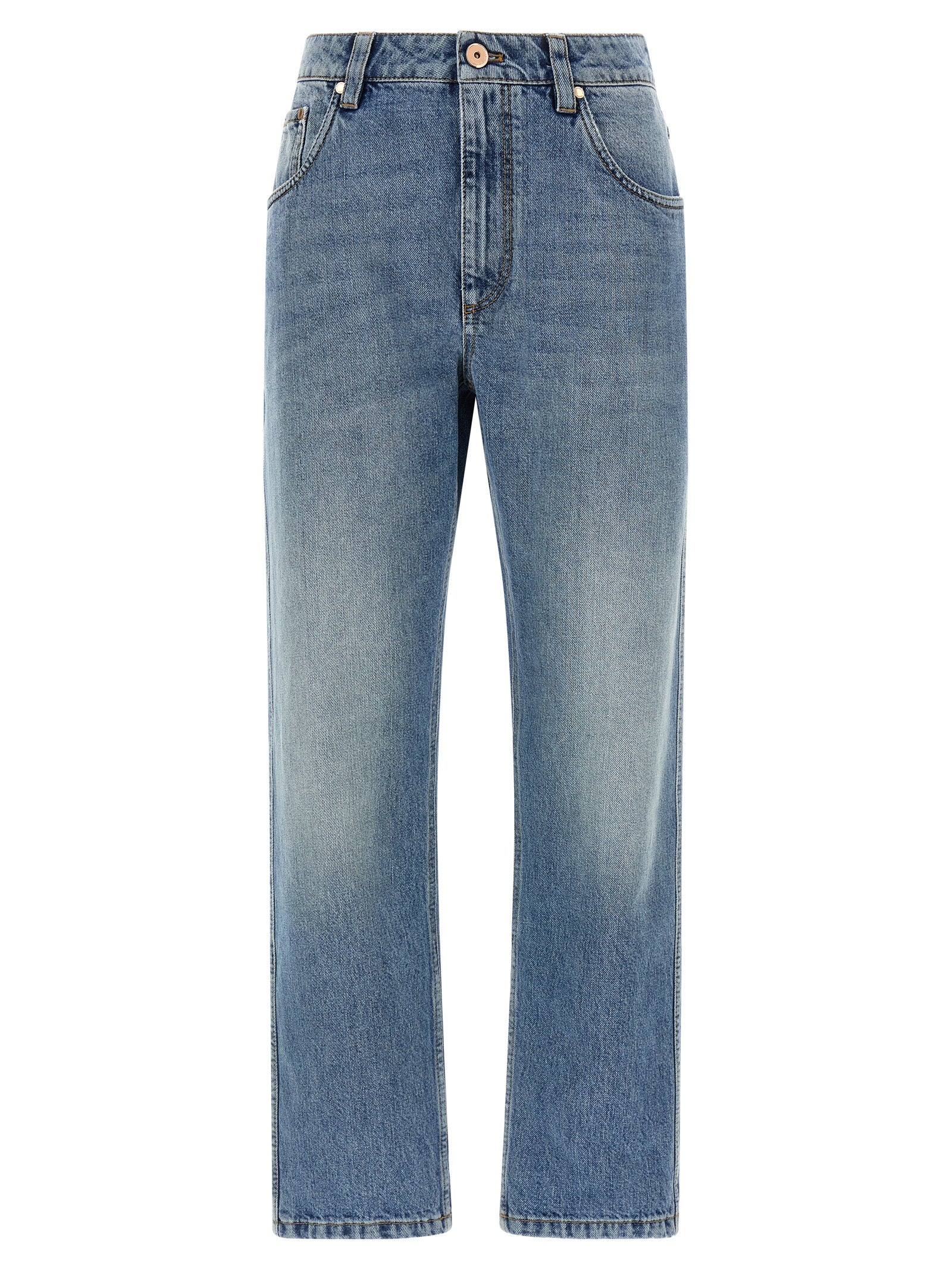 Brunello Cucinelli Blue Cotton Straight-Leg Women's Jeans