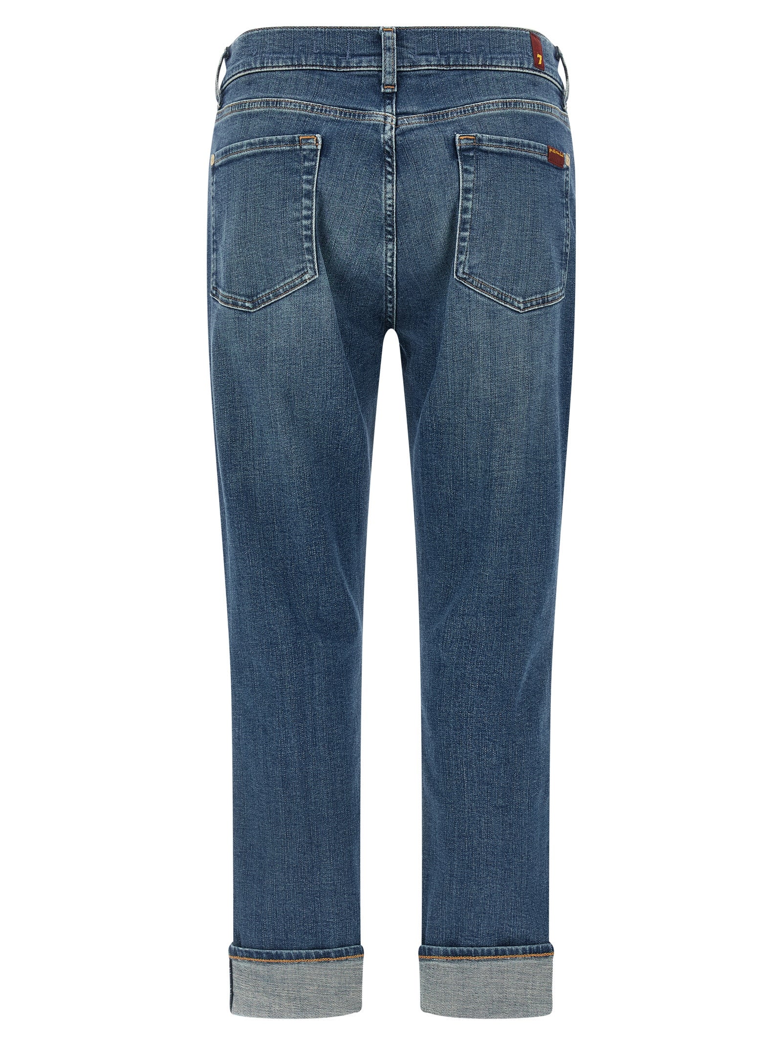 7 For All Mankind Blue Cotton Relaxed Fit Women's Jeans