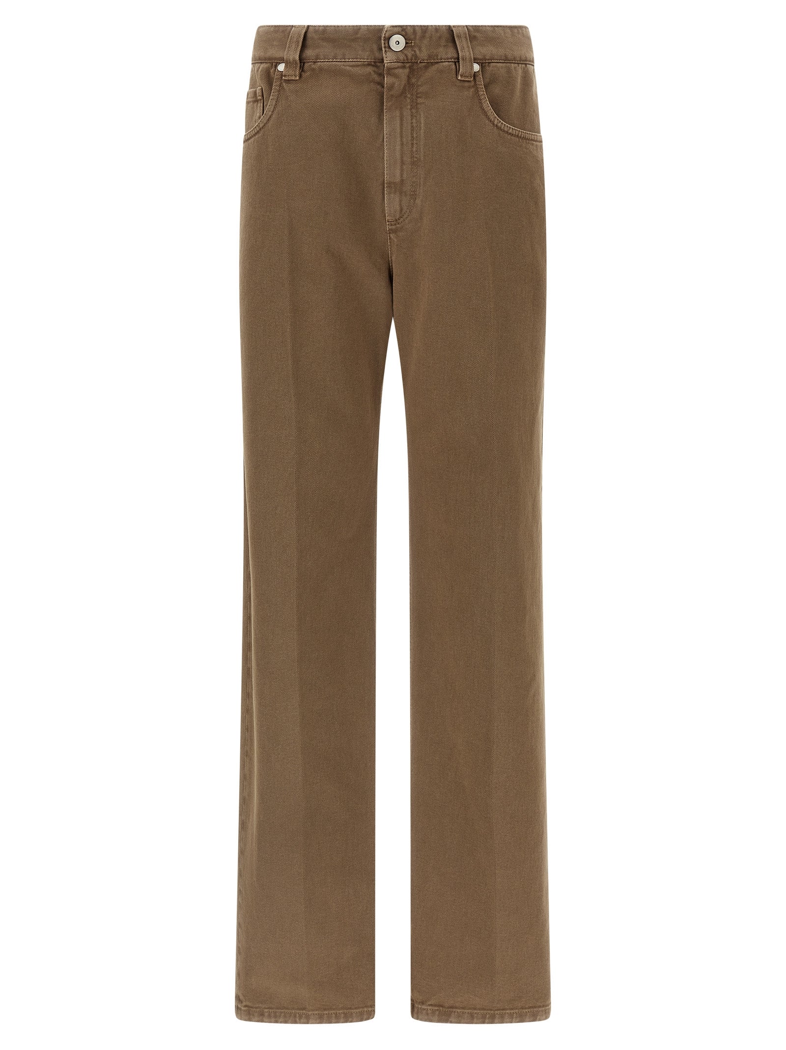 Brunello Cucinelli Beige Cotton Straight-Leg Women's Jeans
