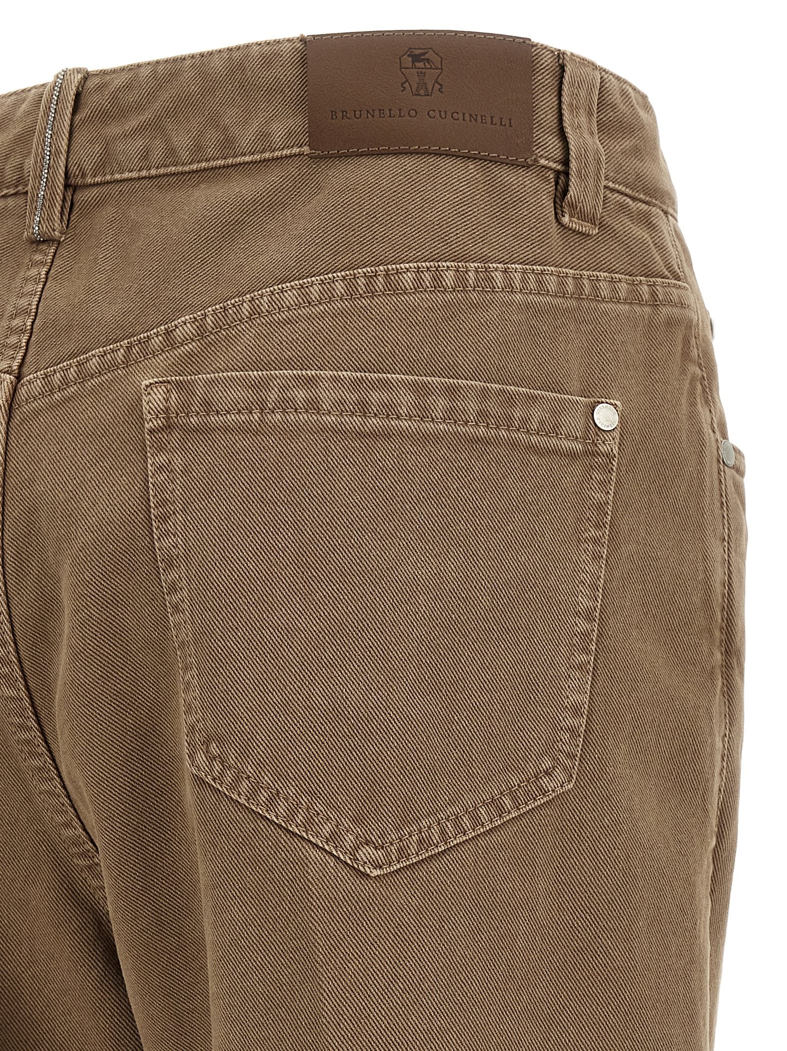 Brunello Cucinelli Beige Cotton Straight-Leg Women's Jeans