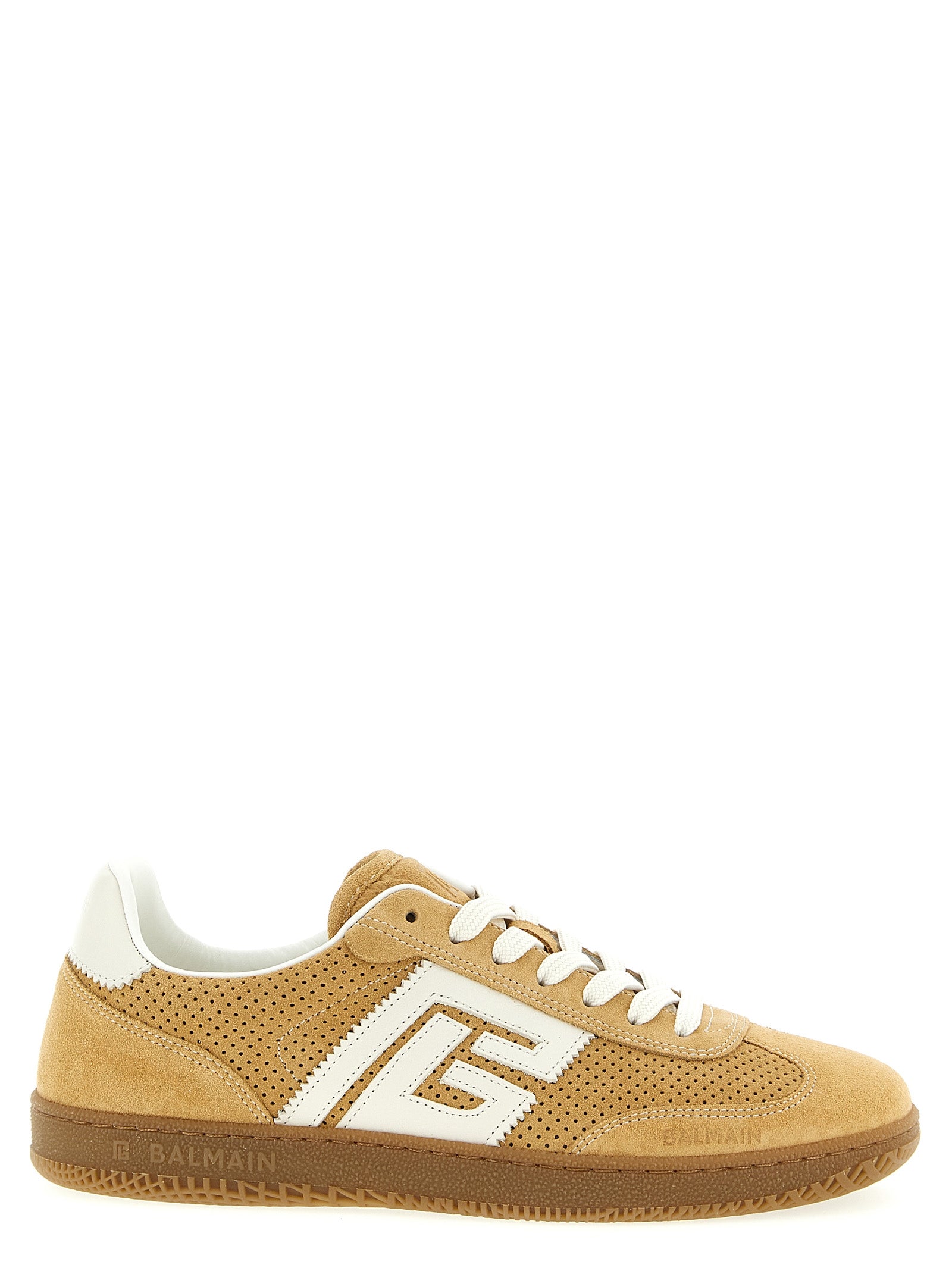Balmain Beige Calfskin Low Top Women's Sneakers